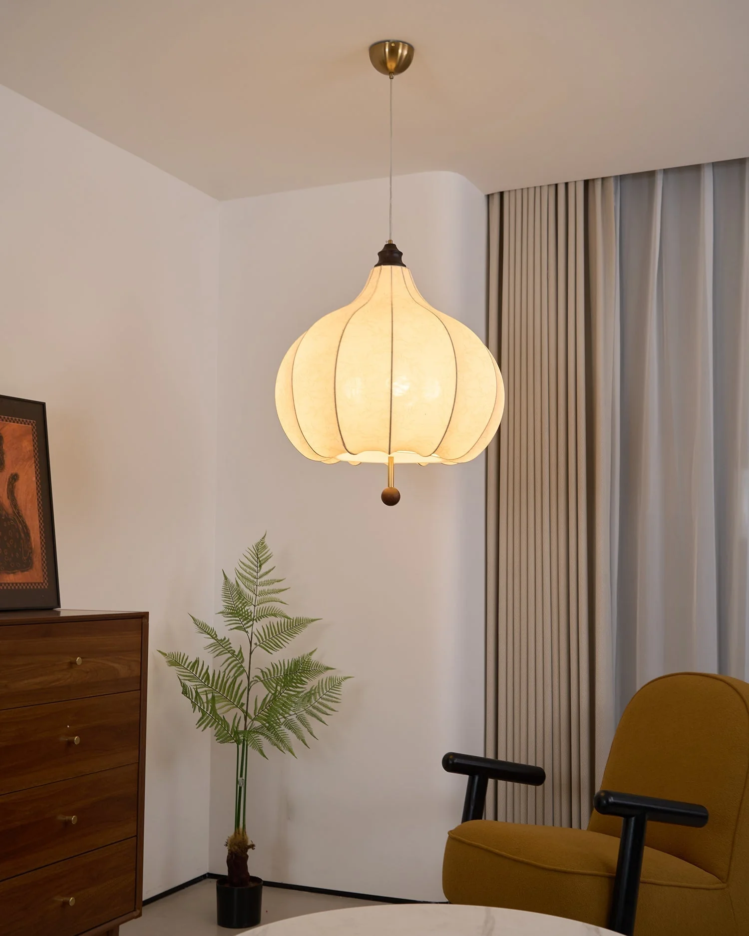 Orbitio Fabric Wood Pendant Light - Image 17