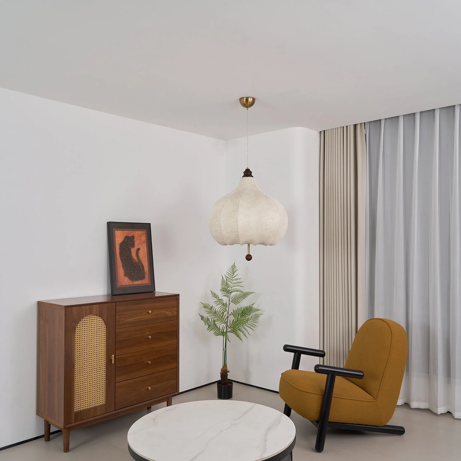 Orbitio Fabric Wood Pendant Light - Image 19