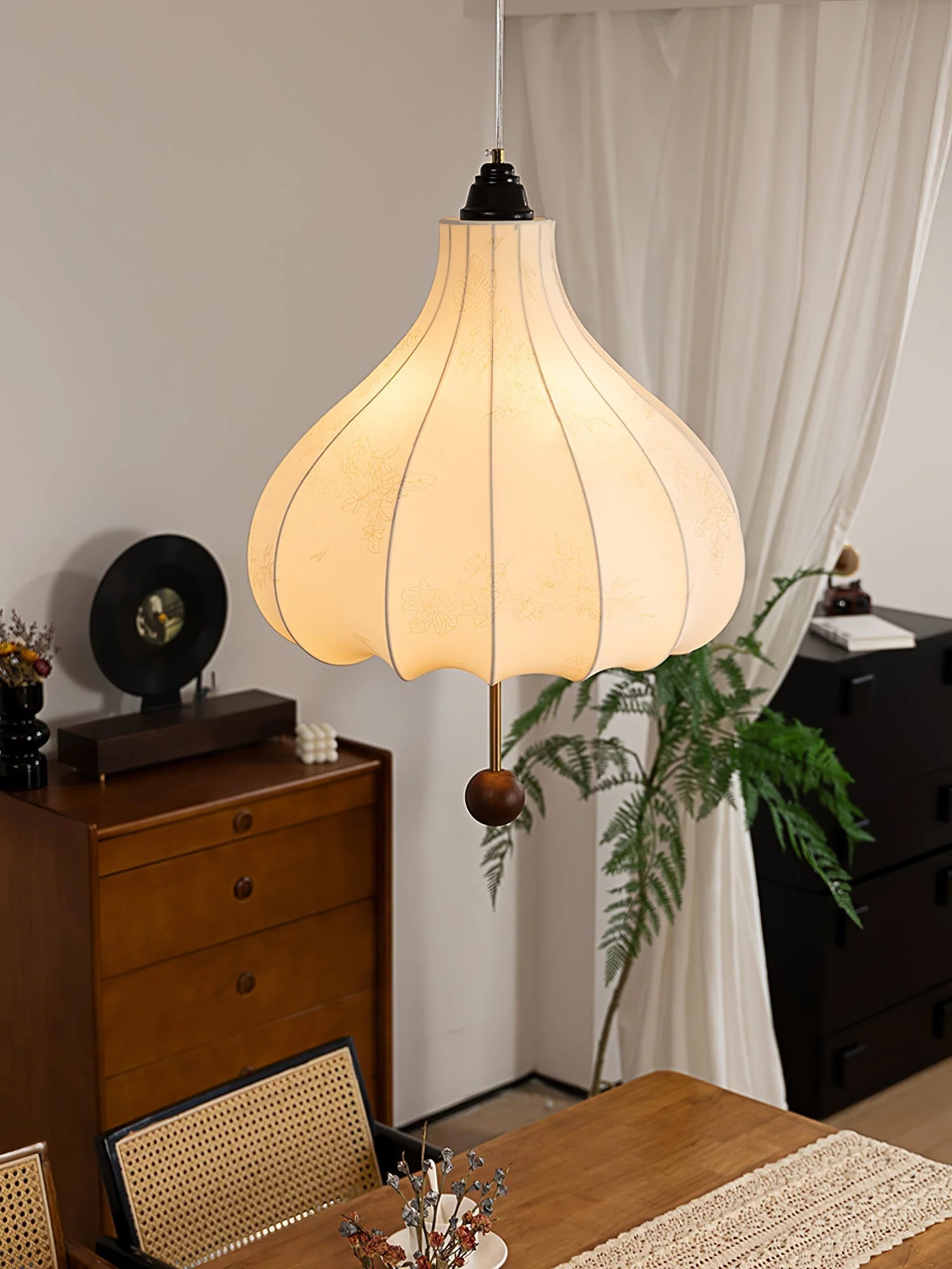 Orbitio Fabric Wood Pendant Light - Image 2