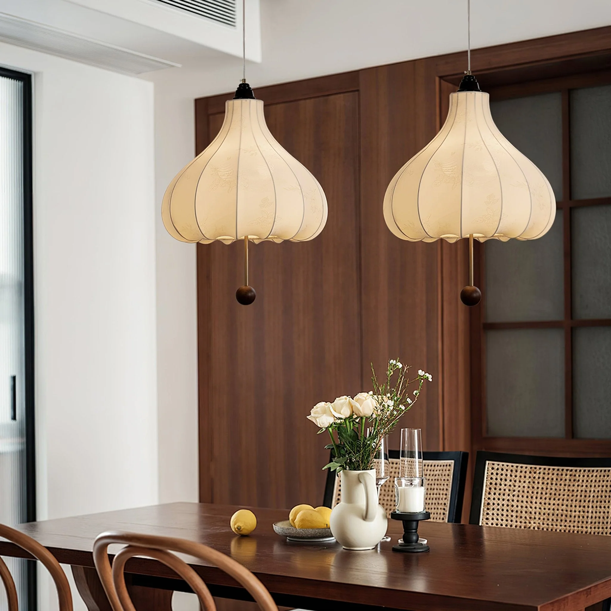 Orbitio Fabric Wood Pendant Light - Image 22