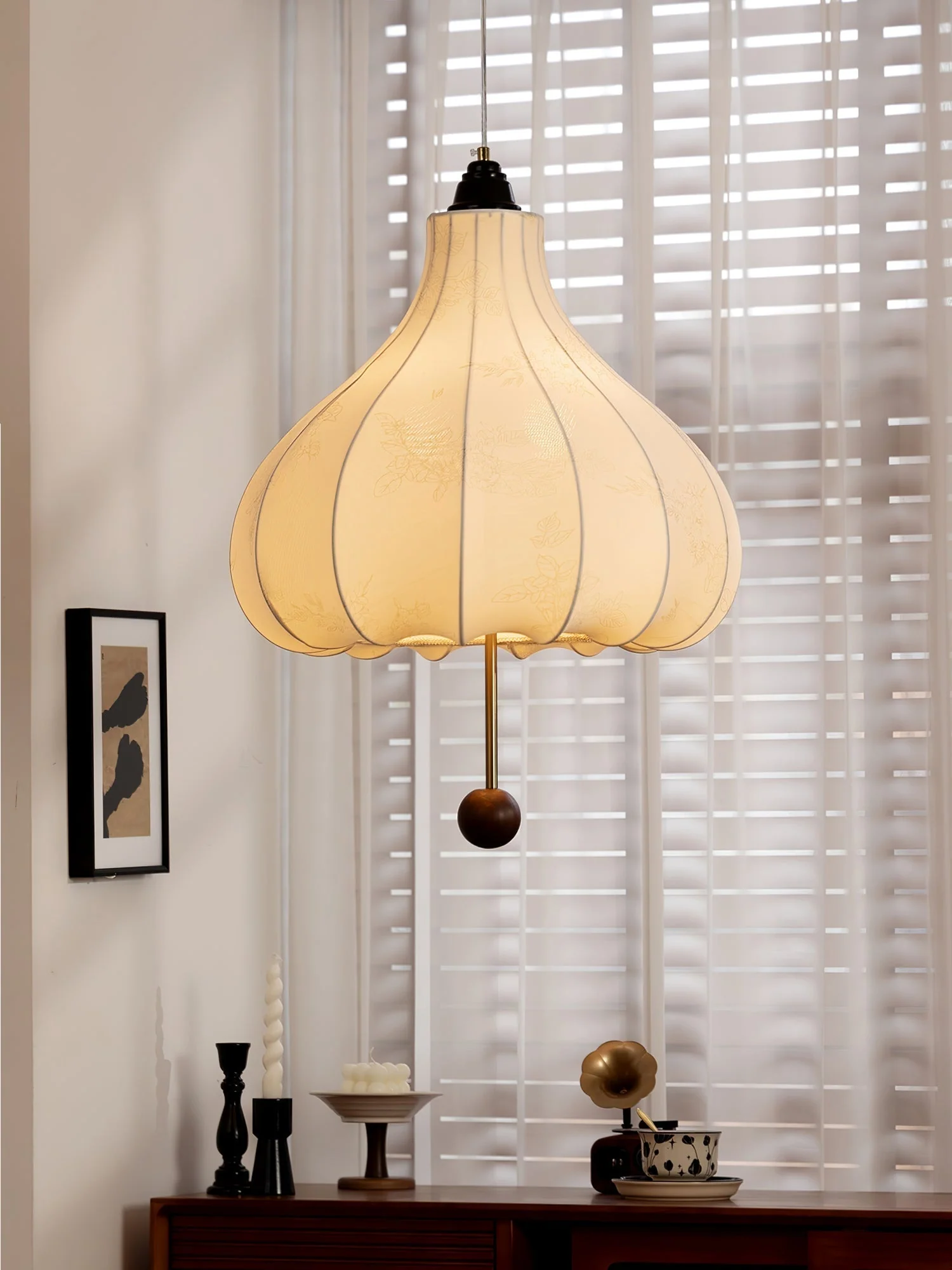 Orbitio Fabric Wood Pendant Light - Image 23