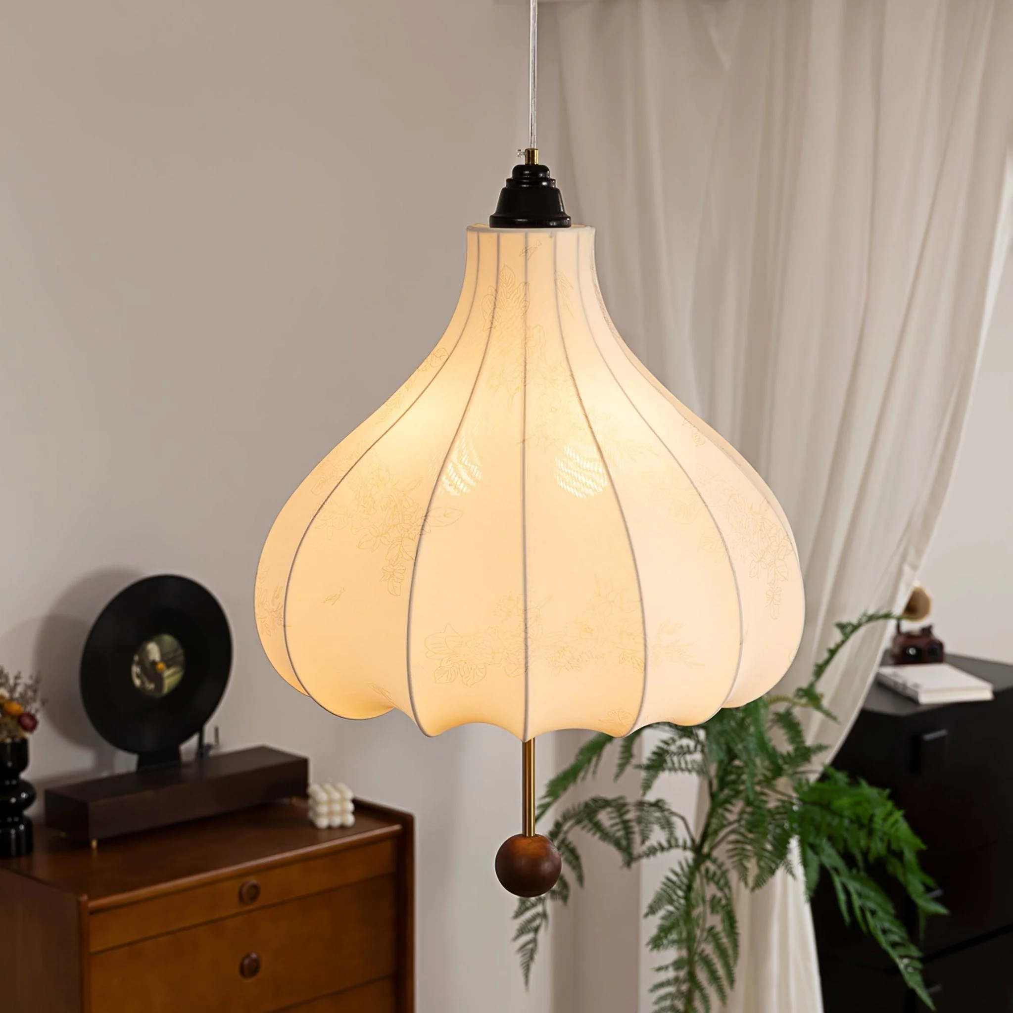 Orbitio Fabric Wood Pendant Light - Image 24