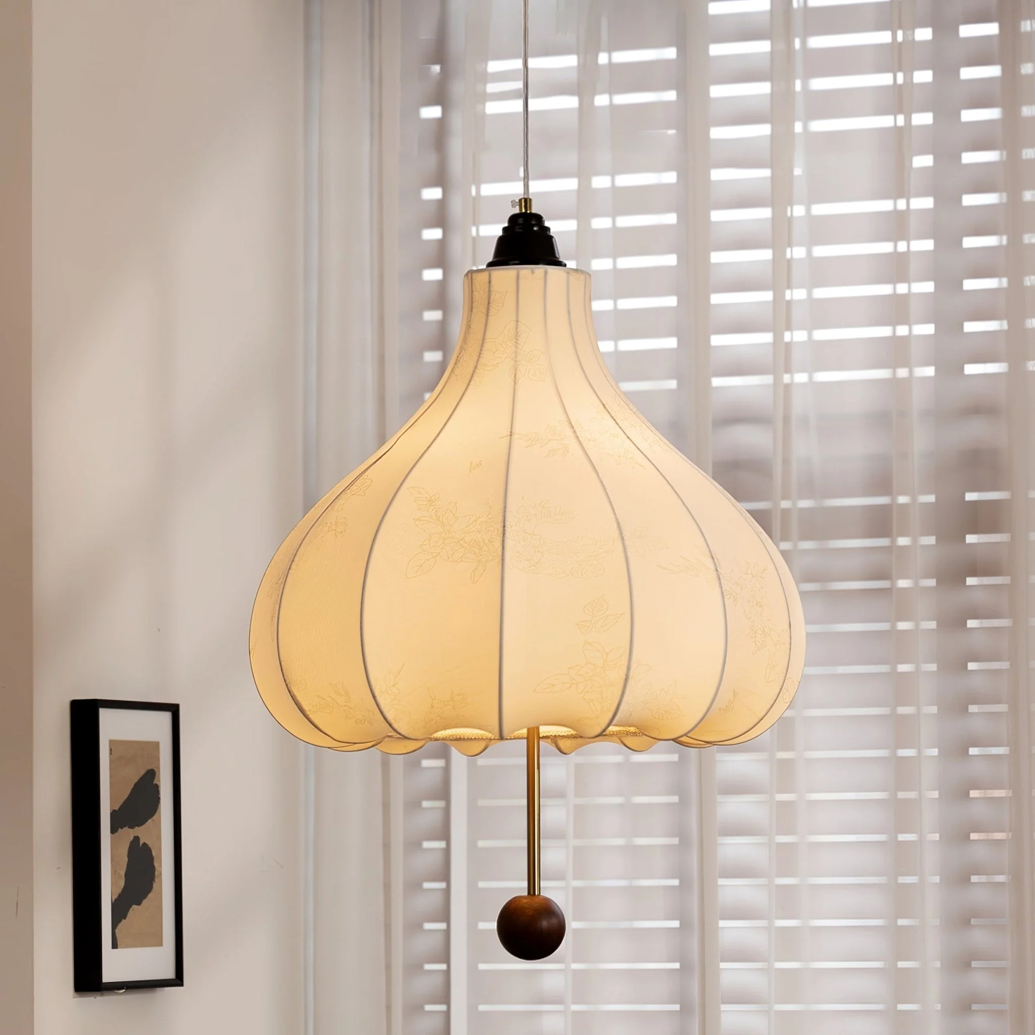 Orbitio Fabric Wood Pendant Light - Image 25