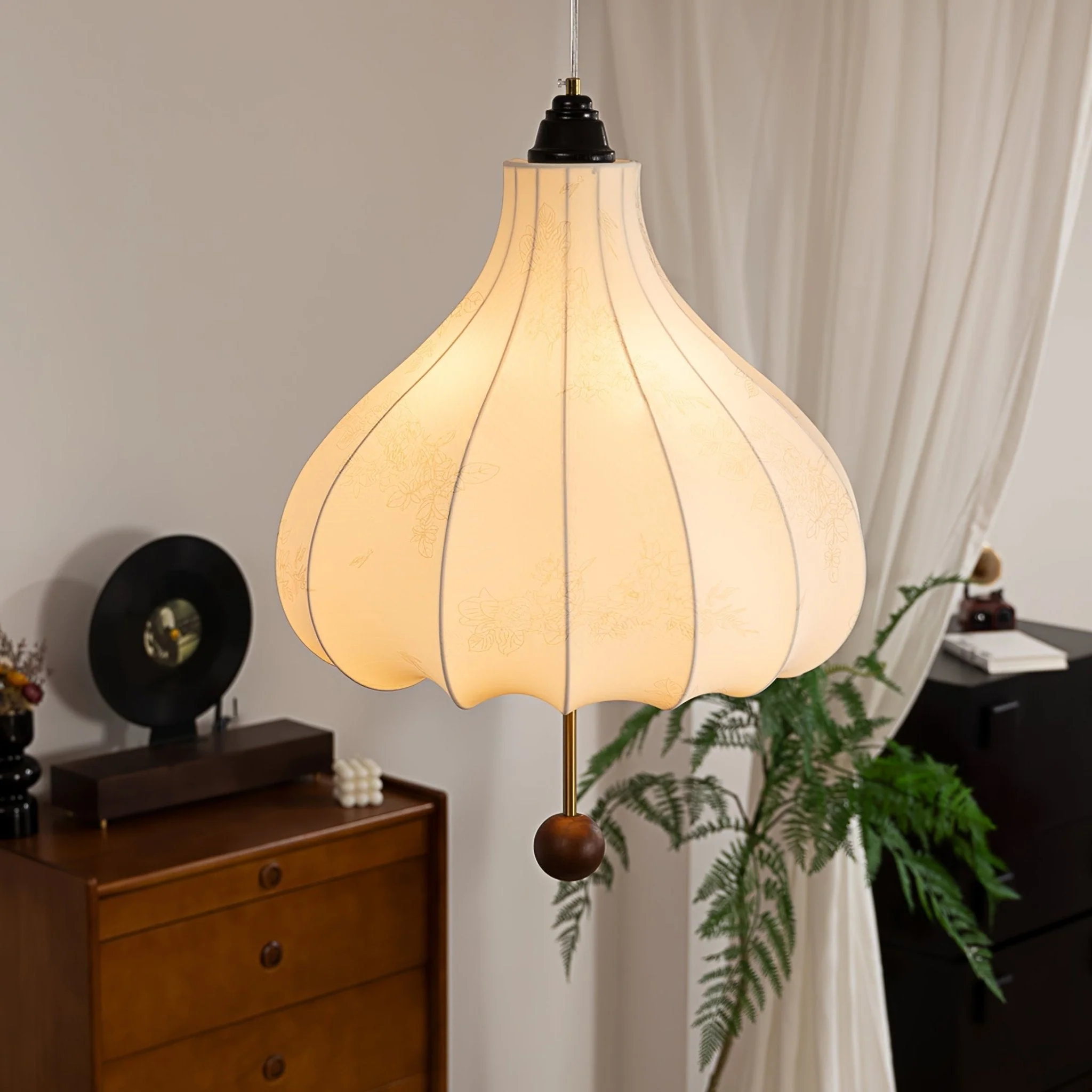Orbitio Fabric Wood Pendant Light - Image 27