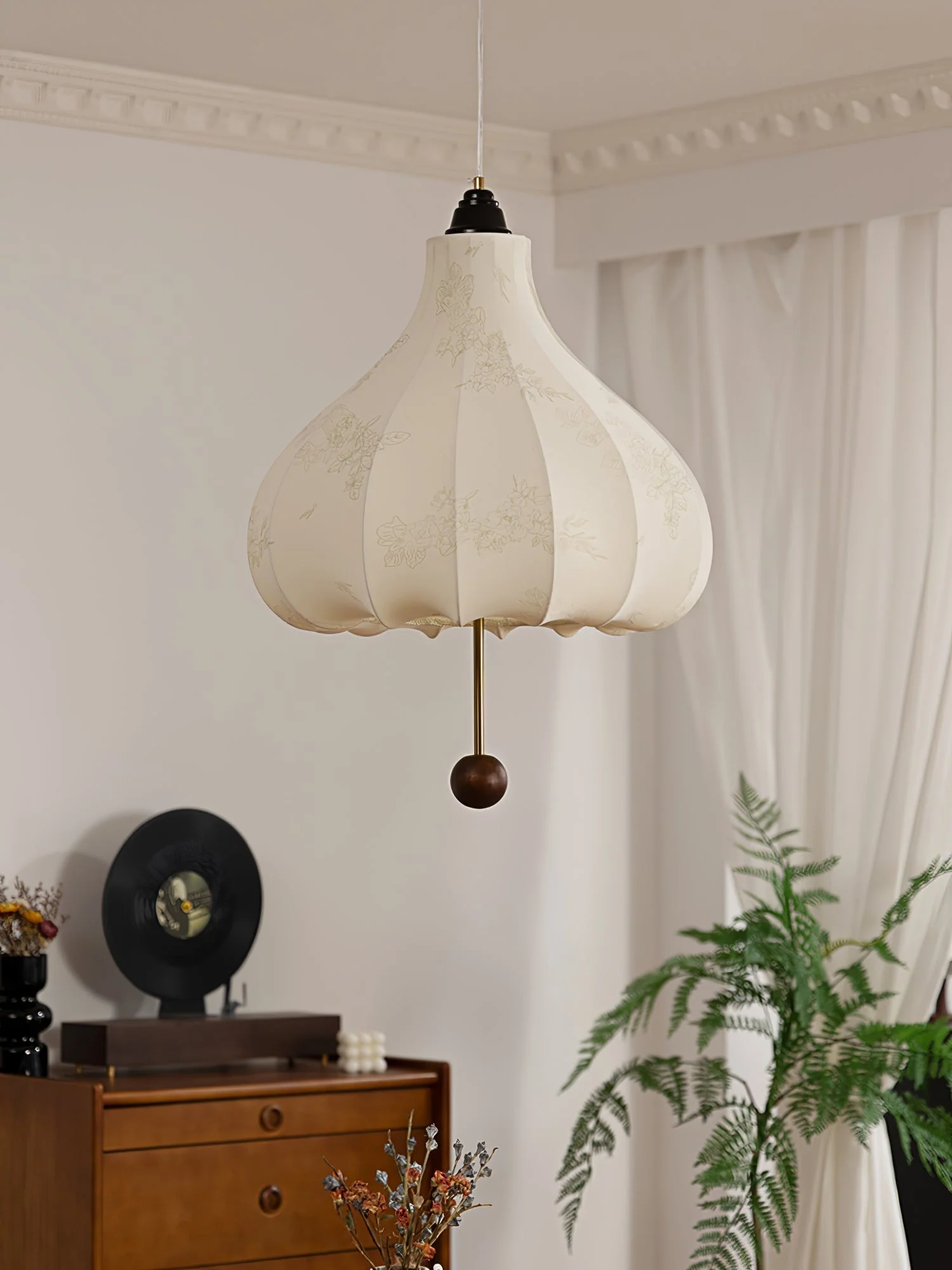 Orbitio Fabric Wood Pendant Light - Image 3