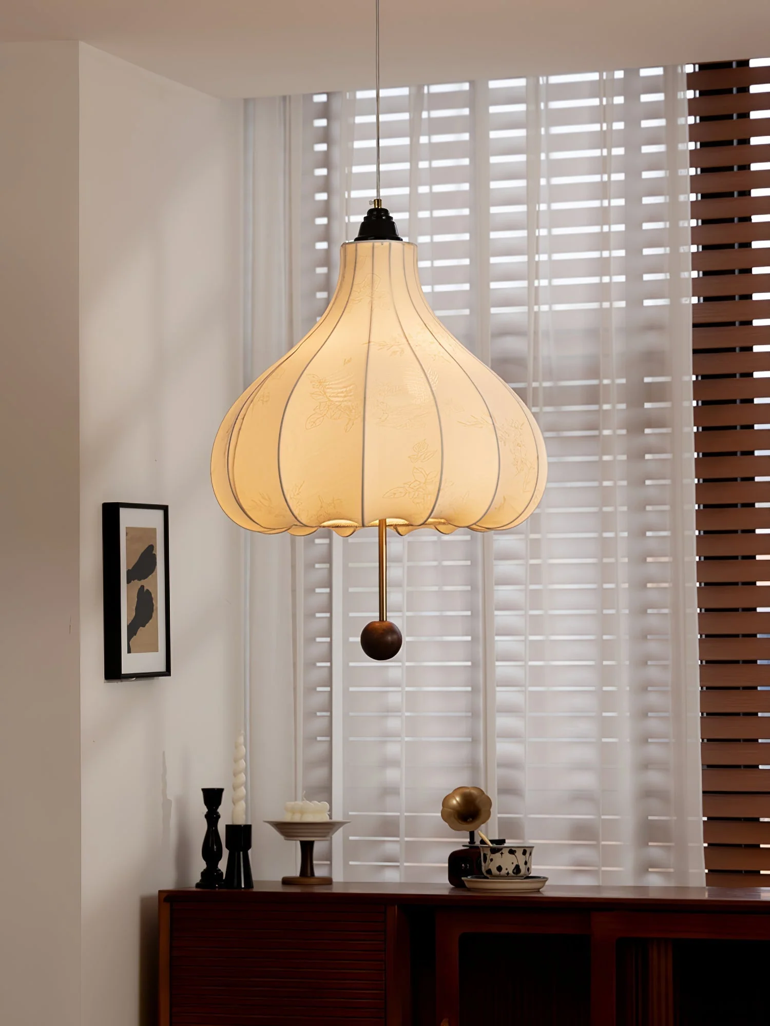 Orbitio Fabric Wood Pendant Light - Image 32