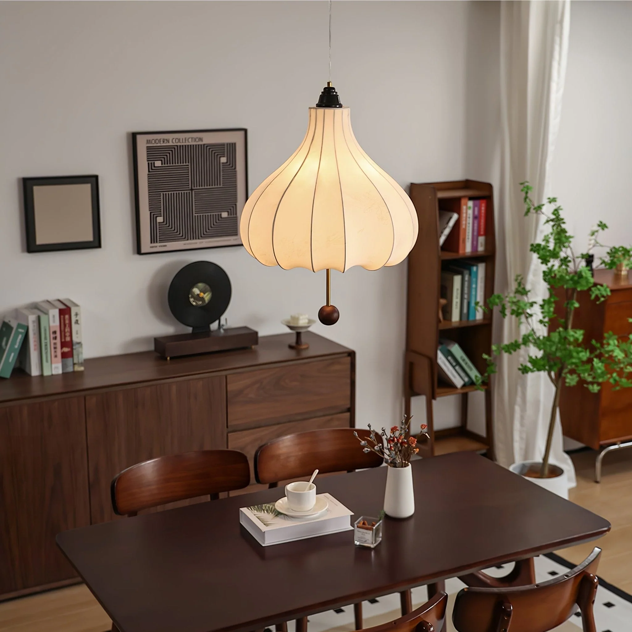 Orbitio Fabric Wood Pendant Light - Image 4