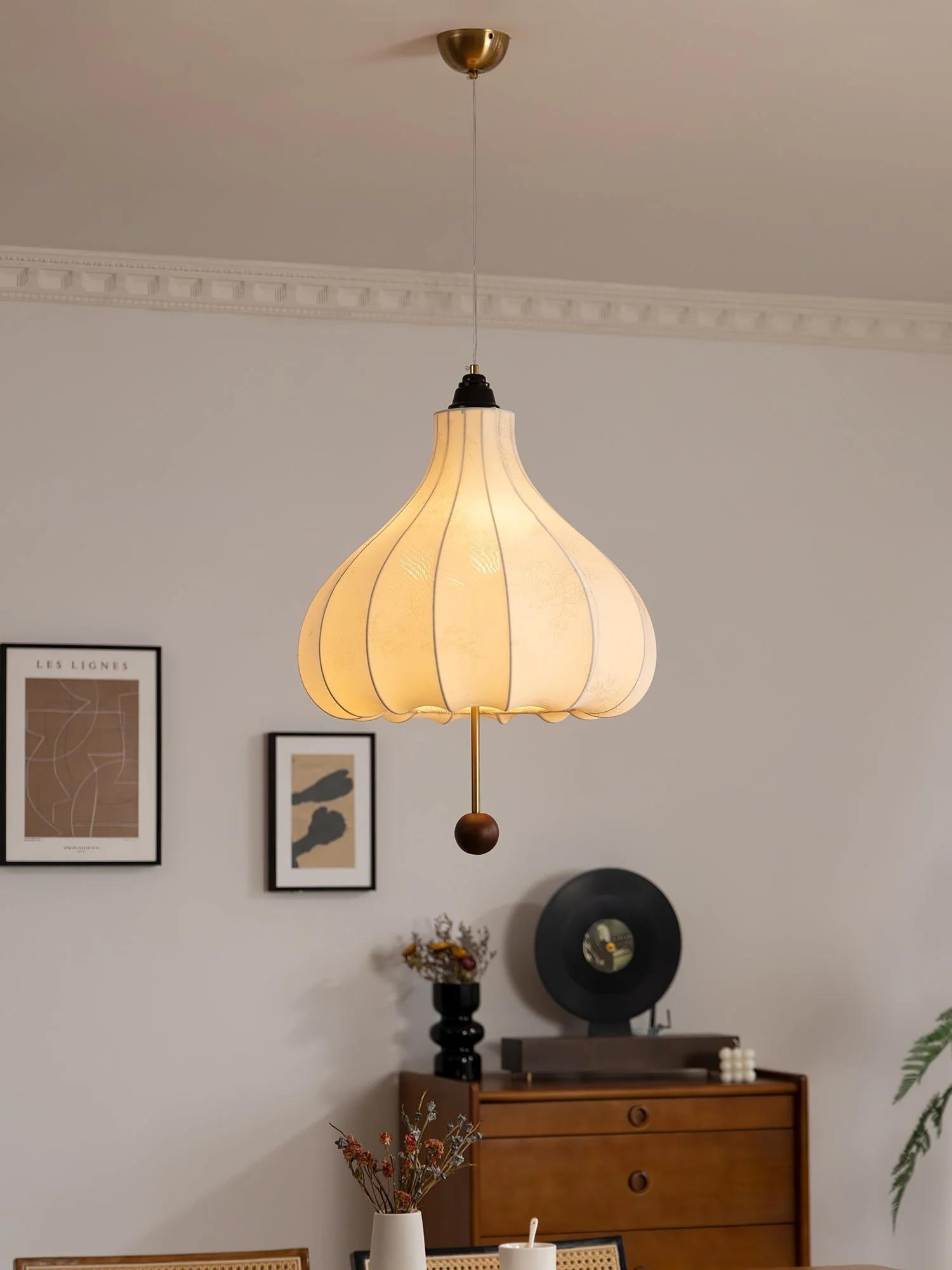 Orbitio Fabric Wood Pendant Light - Image 5