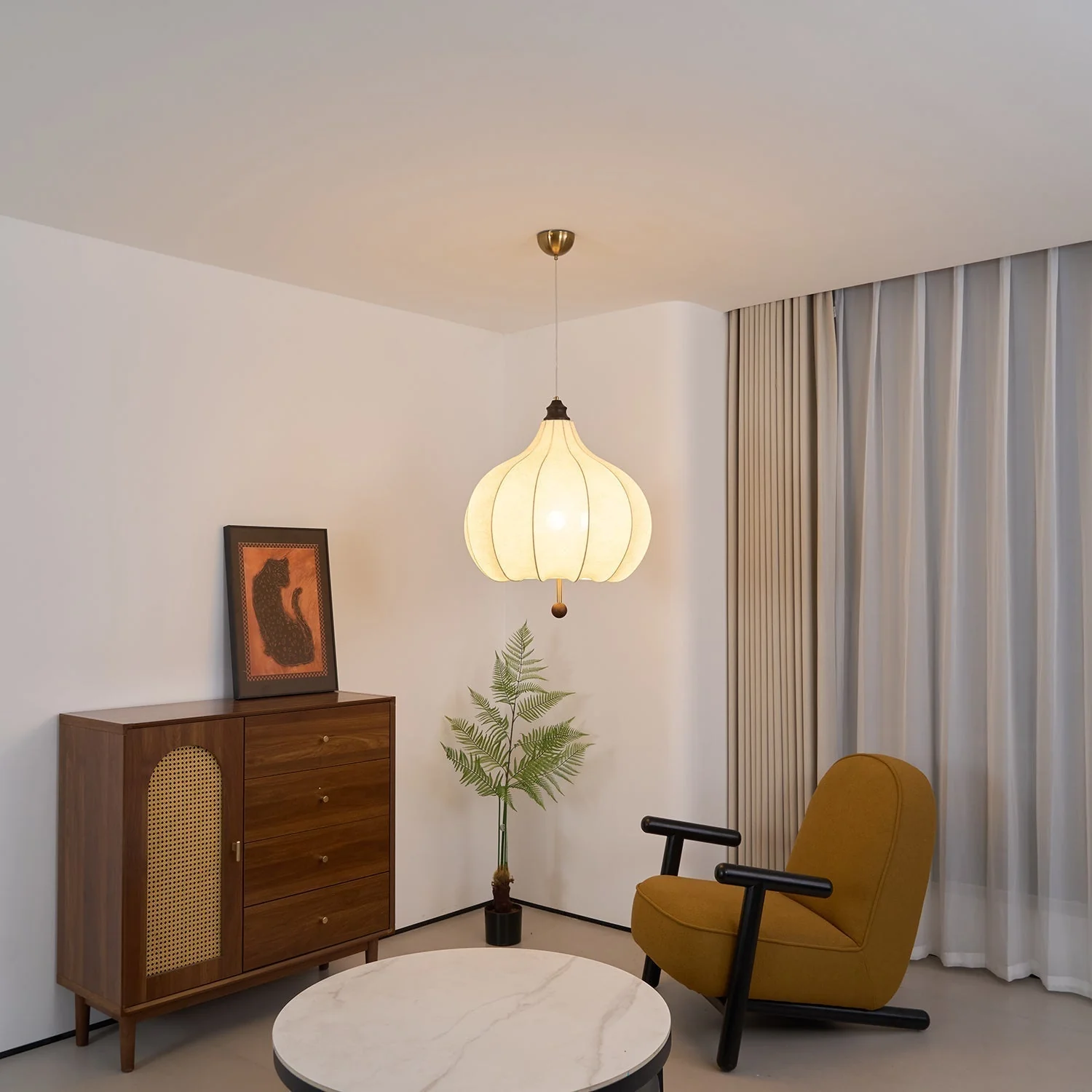 Orbitio Fabric Wood Pendant Light - Image 8