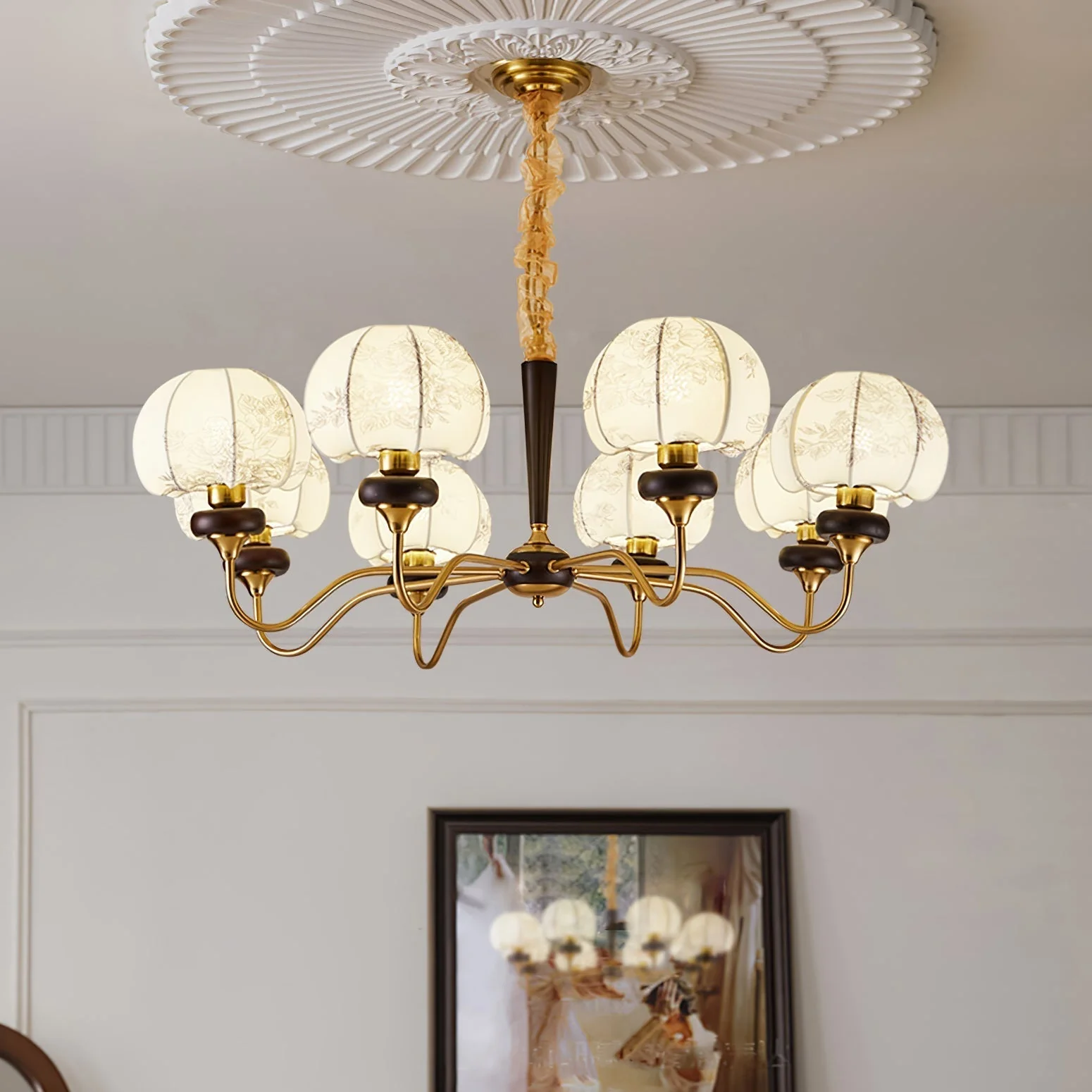 Orchid Vintage Fabric Chandelier - Image 4