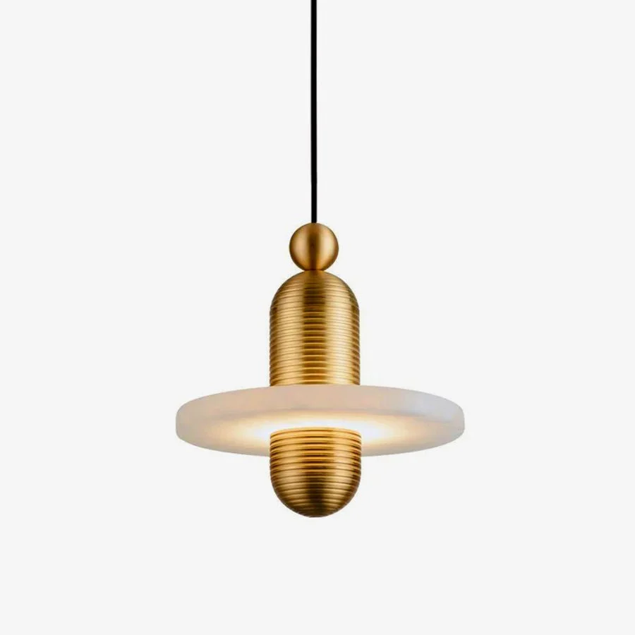 Orion Brushed Brass Alabaster Pendant Light