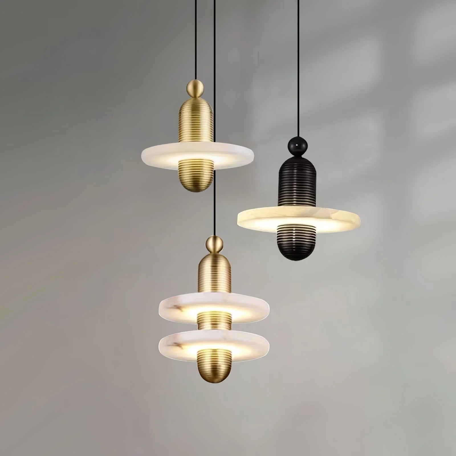 Orion Brushed Brass Alabaster Pendant Light - Image 4