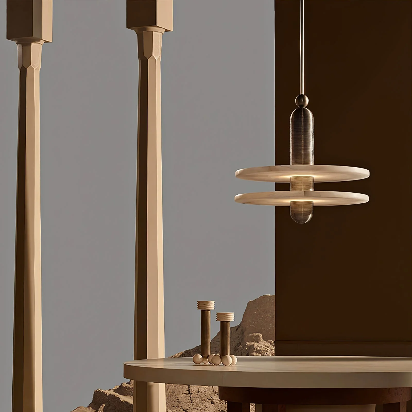Orion Brushed Brass Alabaster Pendant Light - Image 6