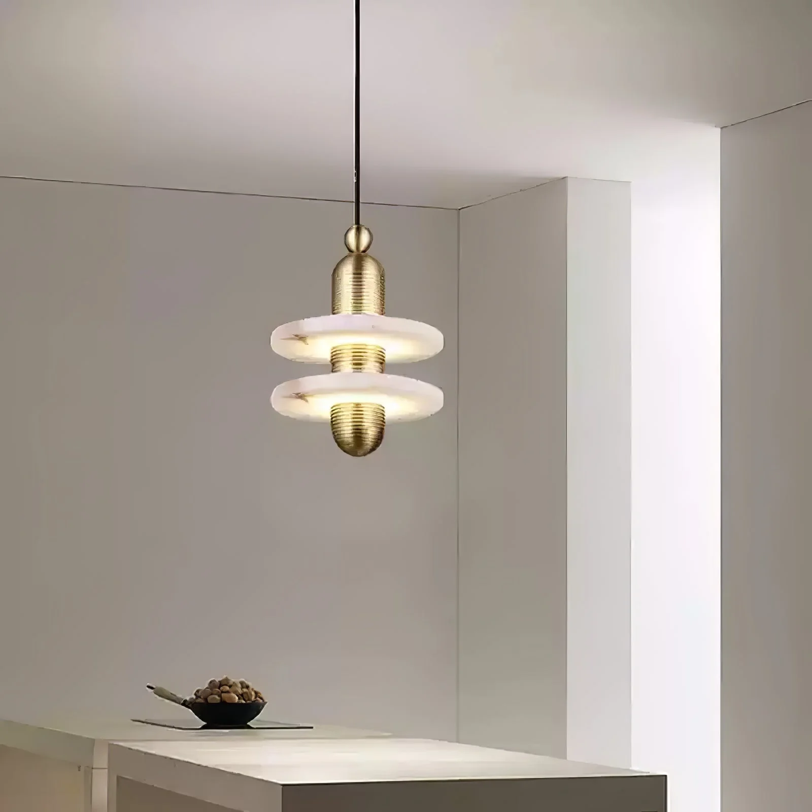 Orion Brushed Brass Alabaster Pendant Light - Image 8
