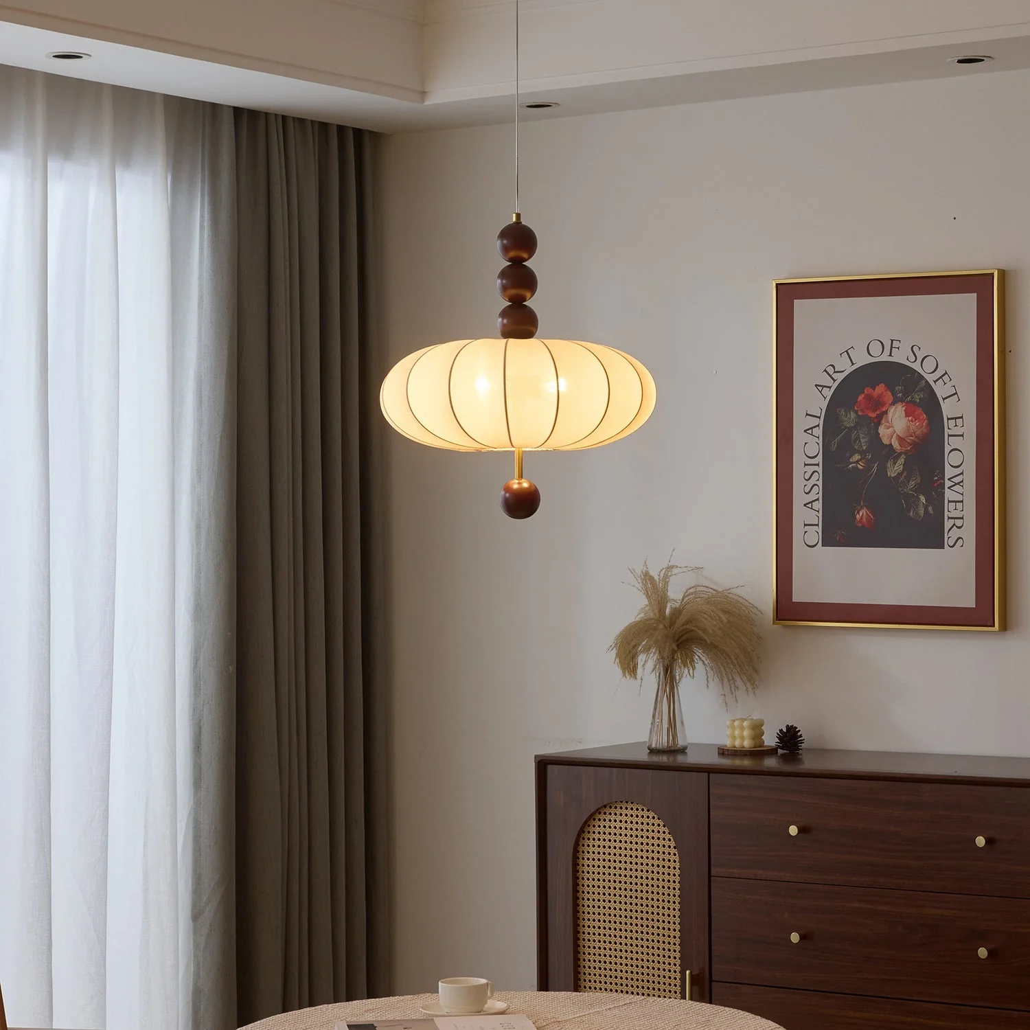 Orla Vintage Fabric Pendant Light - Image 9