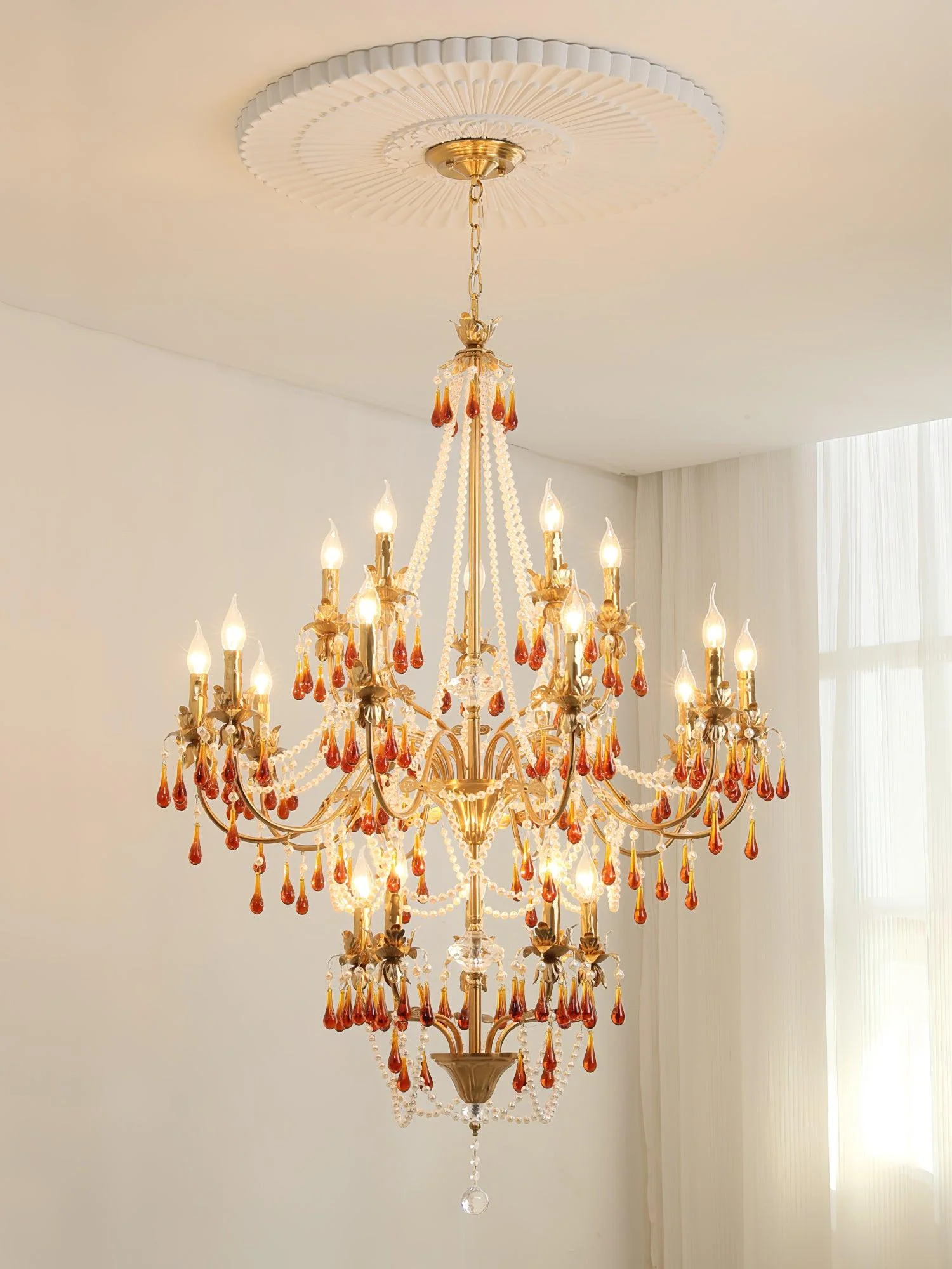 Ormirara Postmodern Luxury Amber Crystal Chandelier - Image 29
