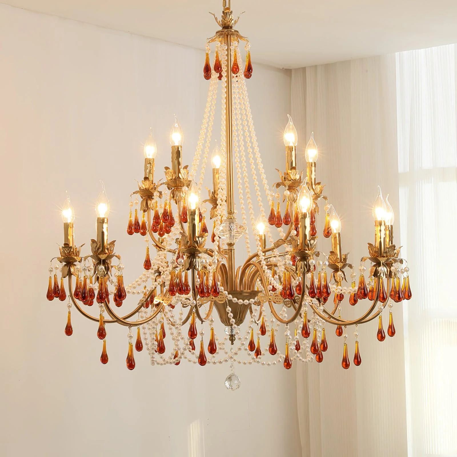Ormirara Postmodern Luxury Amber Crystal Chandelier - Image 3