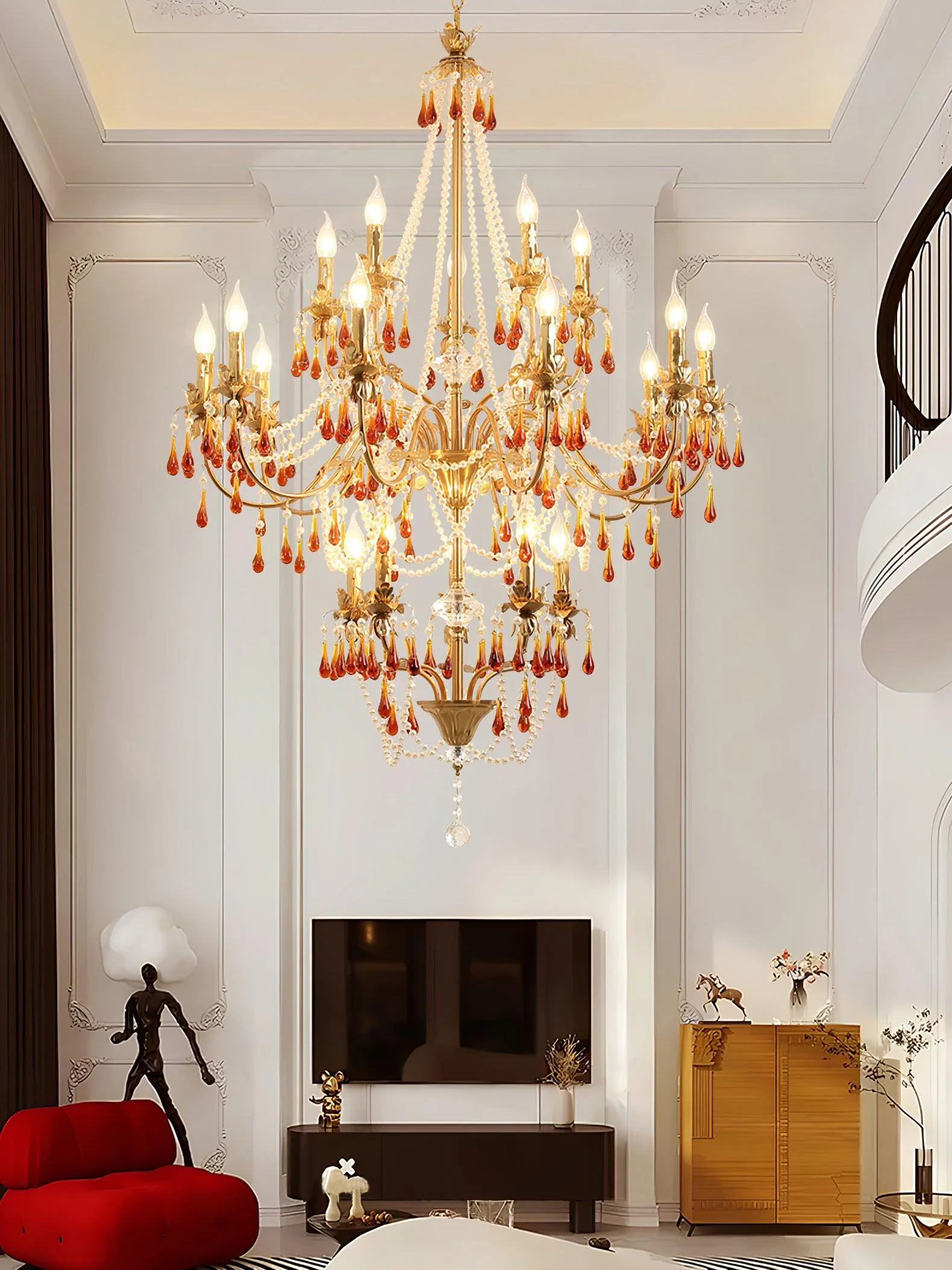 Ormirara Postmodern Luxury Amber Crystal Chandelier - Image 32
