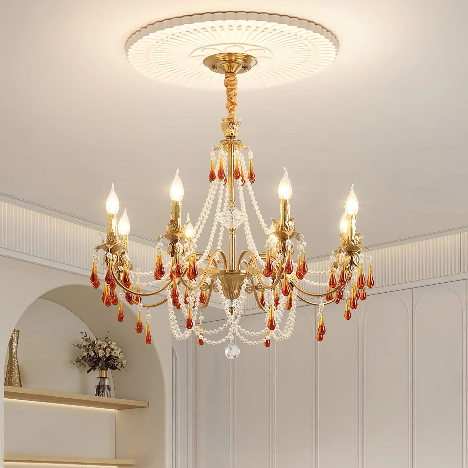 Ormirara Postmodern Luxury Amber Crystal Chandelier - Image 4