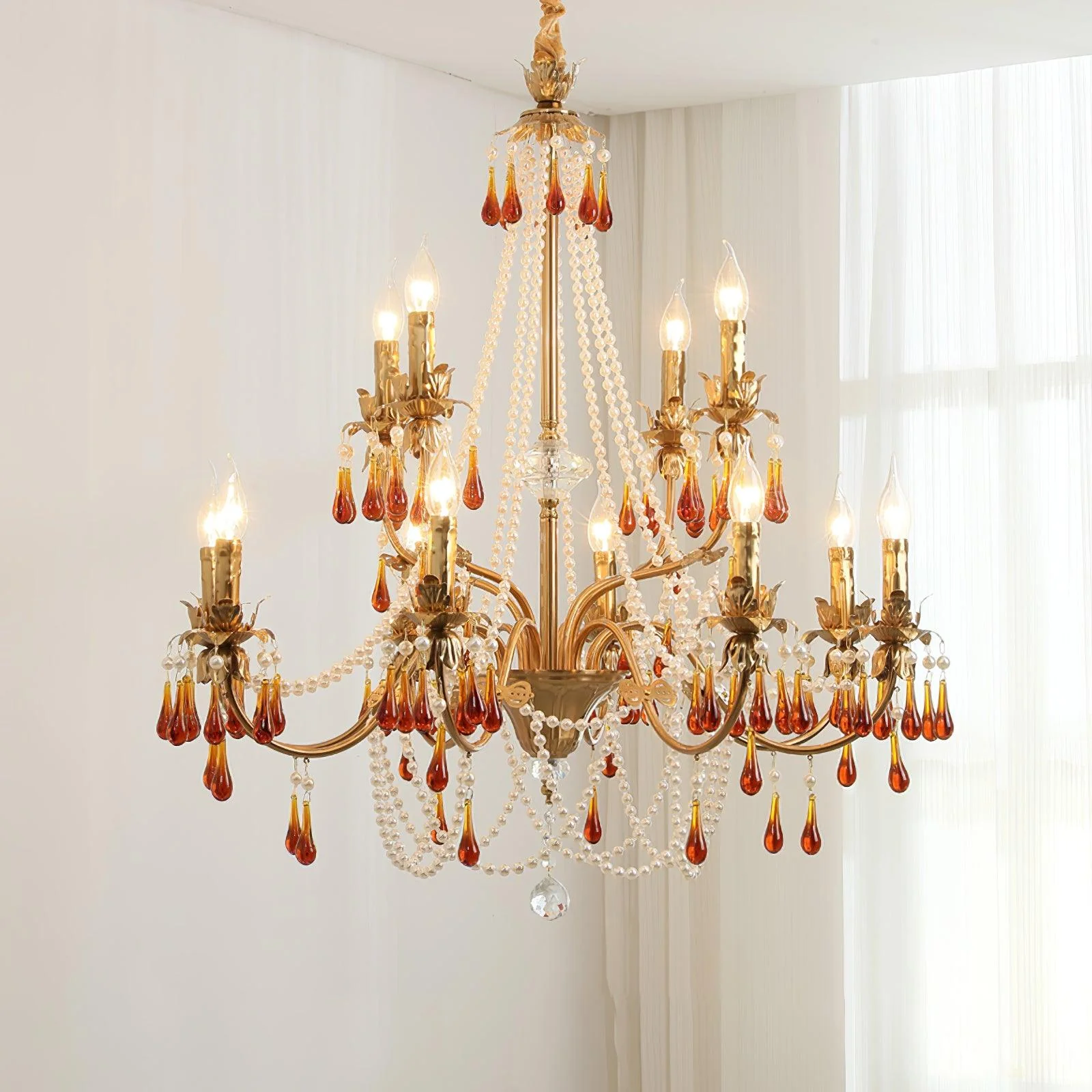 Ormirara Postmodern Luxury Amber Crystal Chandelier - Image 9
