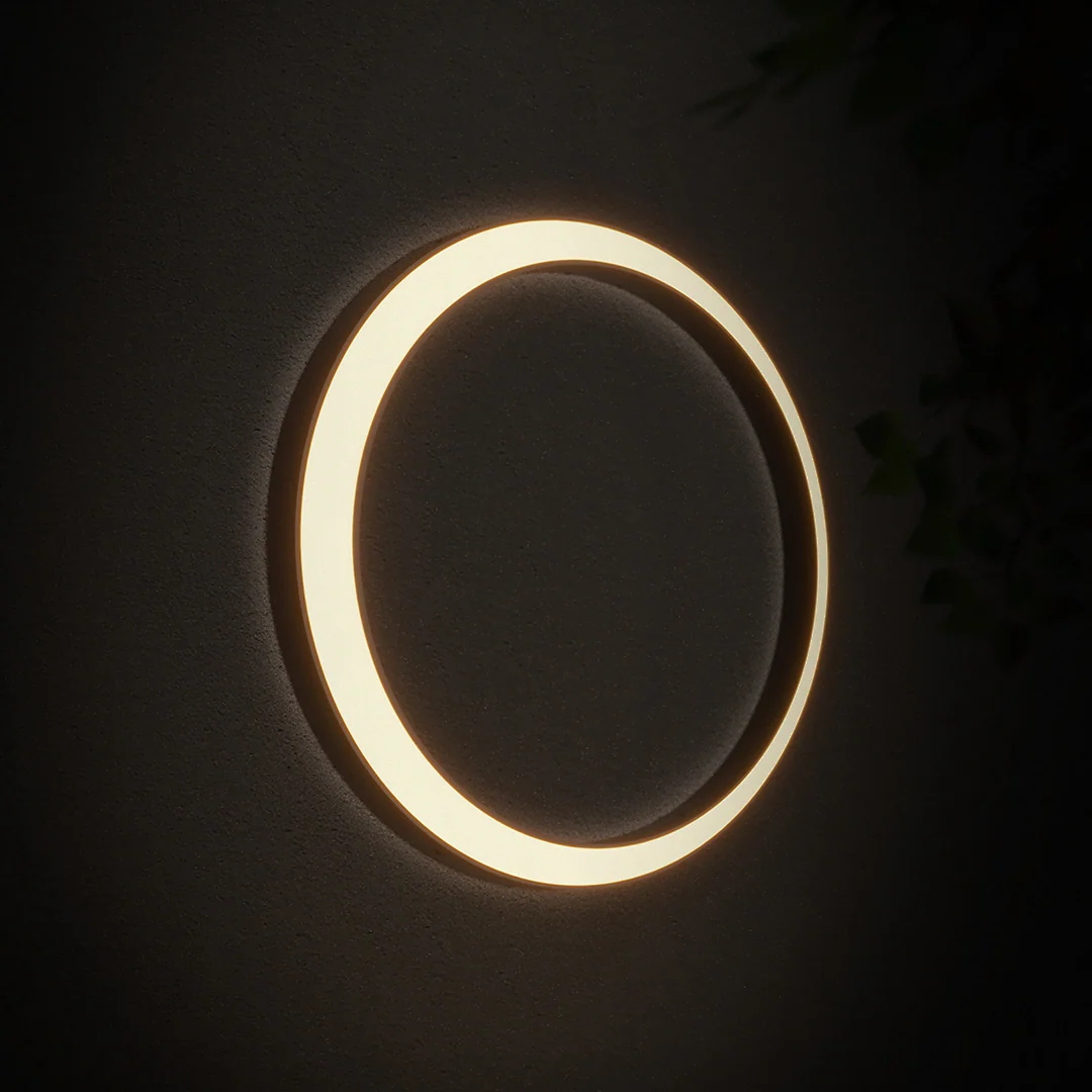 Oron Circular Moon Modern Steel Outdoor Wall Lights - Image 3