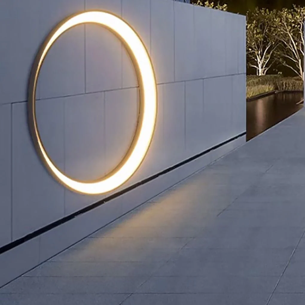 Oron Circular Moon Modern Steel Outdoor Wall Lights - Image 4