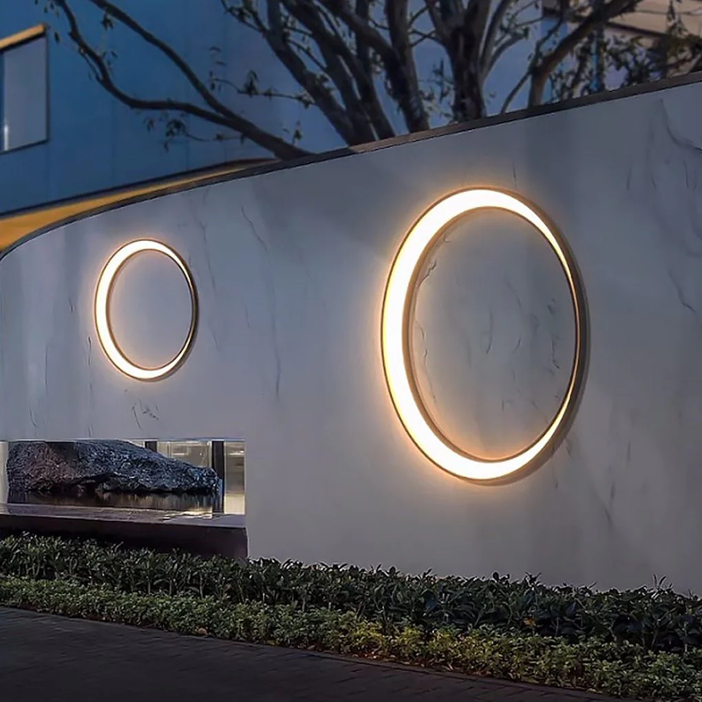 Oron Circular Moon Modern Steel Outdoor Wall Lights - Image 9