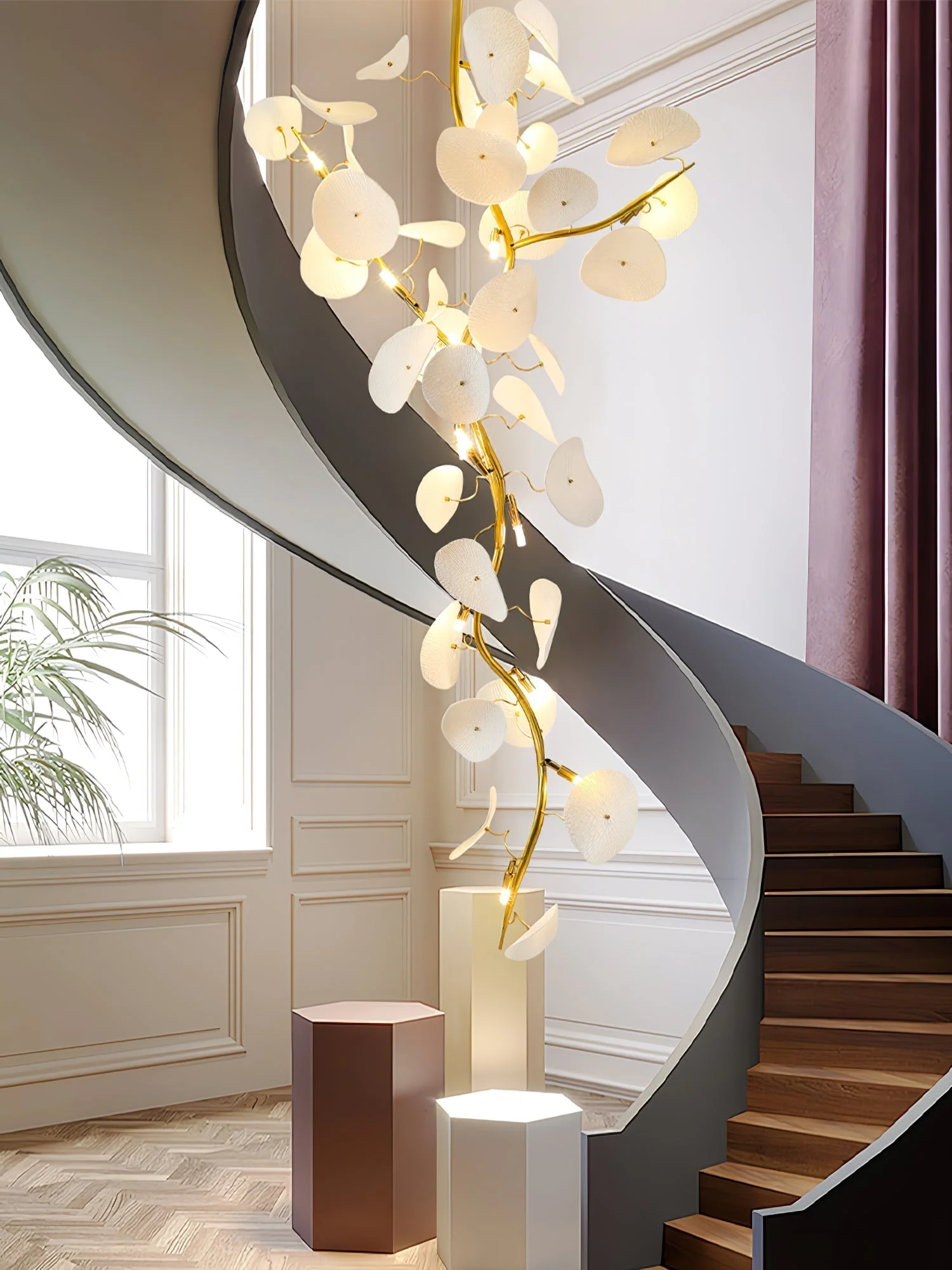 Orthair Branch Ceramic Brass Chandelier - Image 10