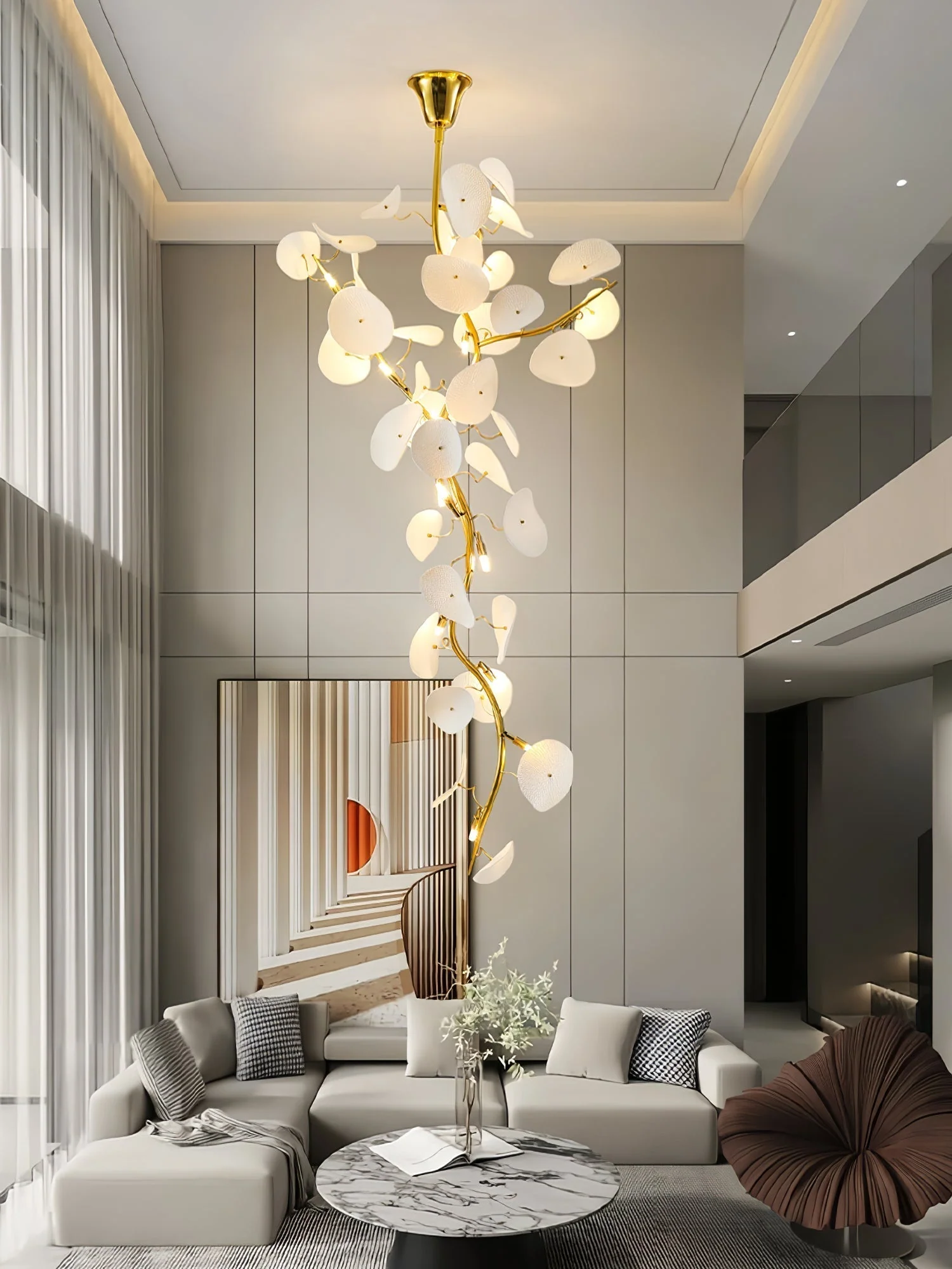 Orthair Branch Ceramic Brass Chandelier - Image 12