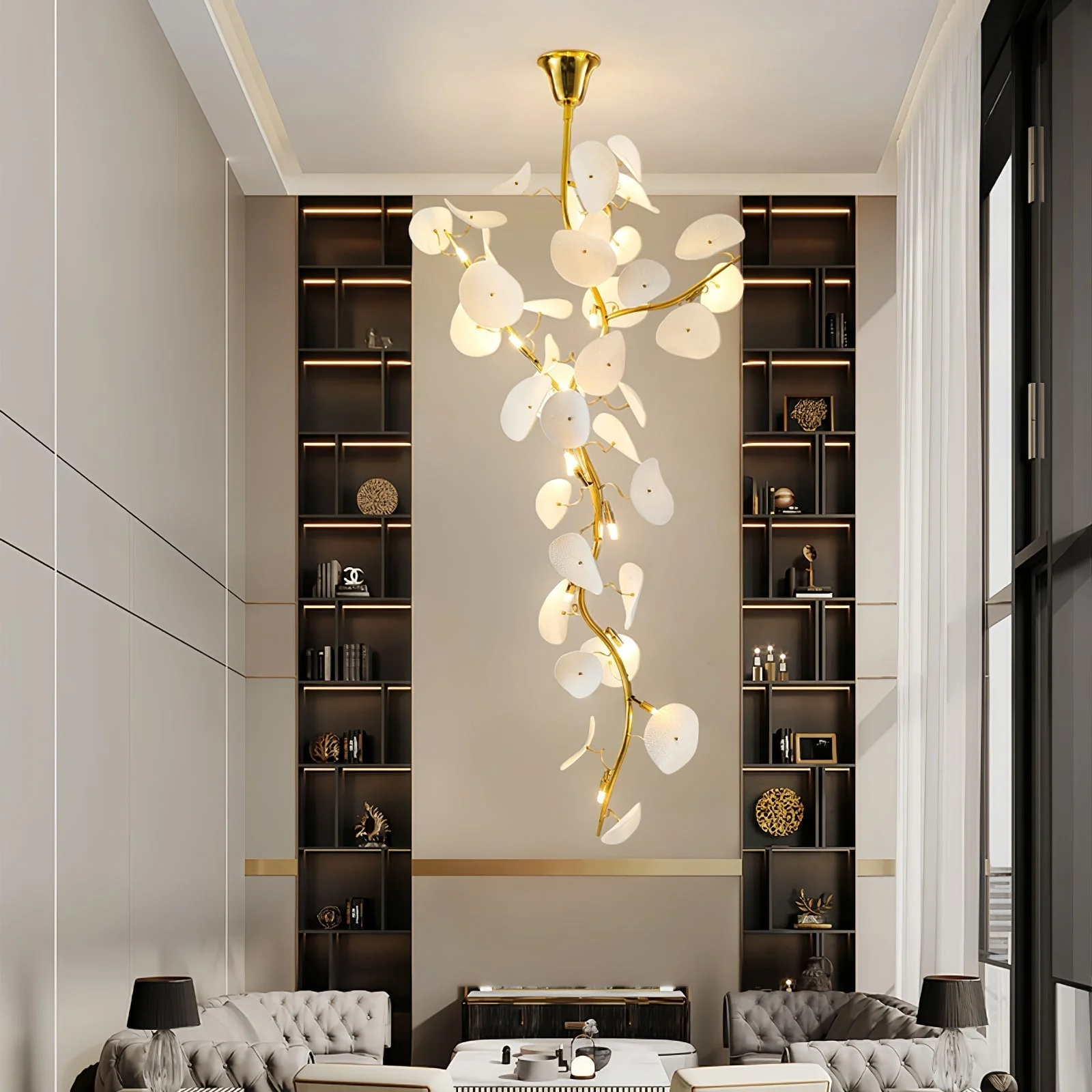 Orthair Branch Ceramic Brass Chandelier - Image 15