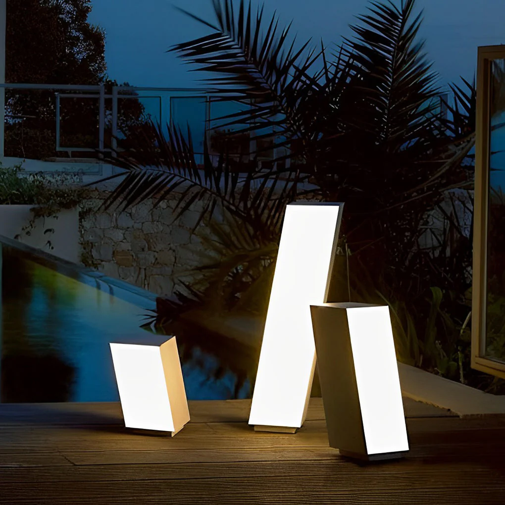 Orv Artistic Cuboid Inclined LED Steel Outdoor Lawn Lamp - Image 2
