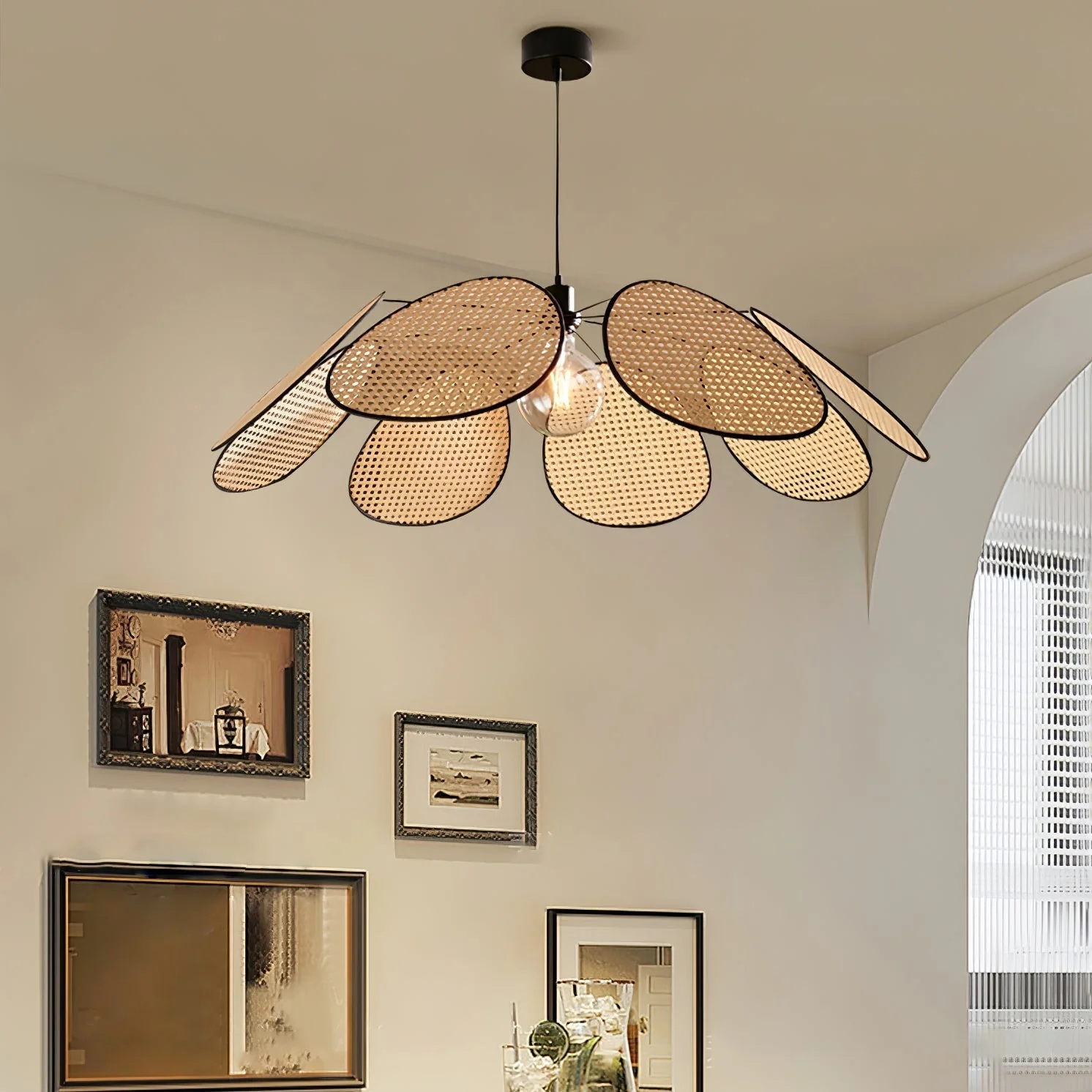 Orvara Blossom Petal Rattan Pendant Lamp - Image 16