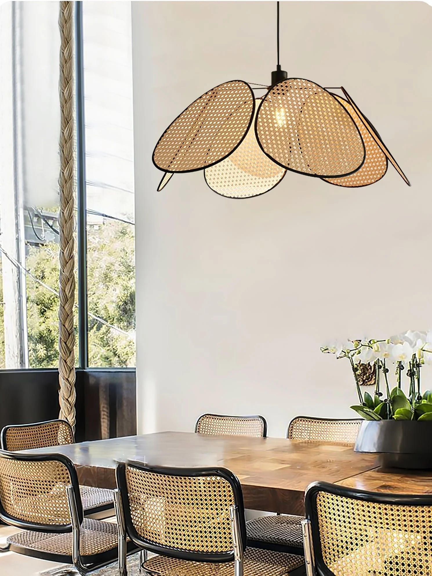 Orvara Blossom Petal Rattan Pendant Lamp - Image 4
