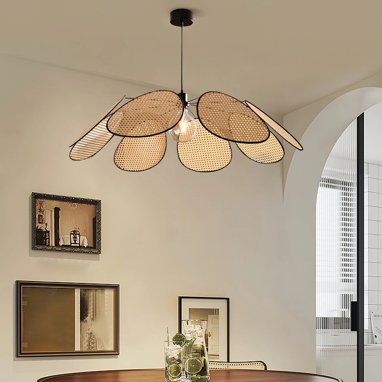 Orvara Blossom Petal Rattan Pendant Lamp - Image 7