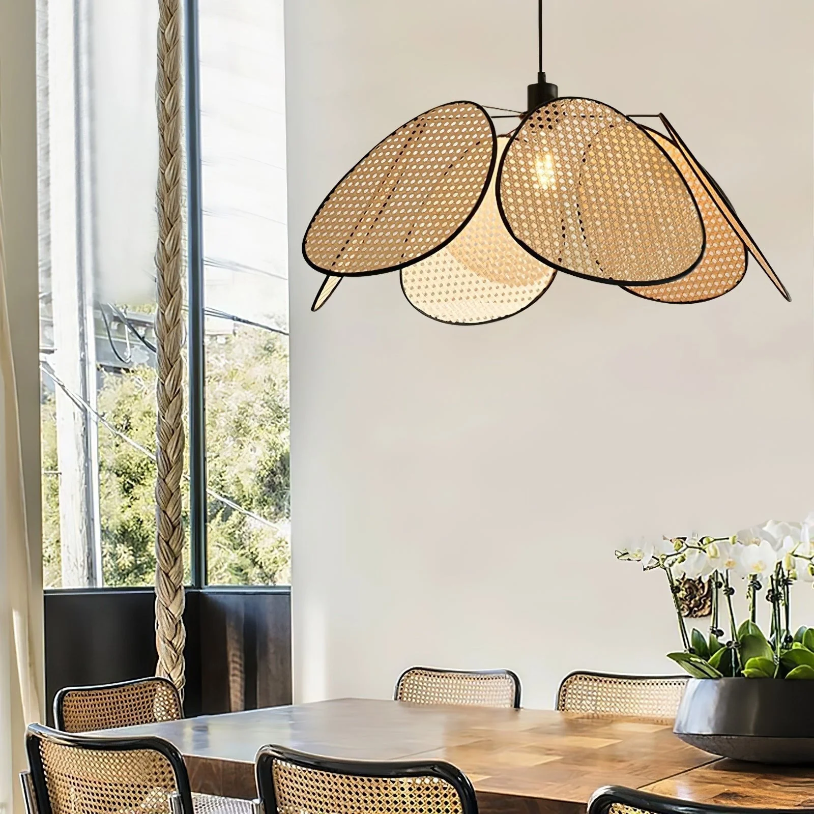 Orvara Blossom Petal Rattan Pendant Lamp - Image 8