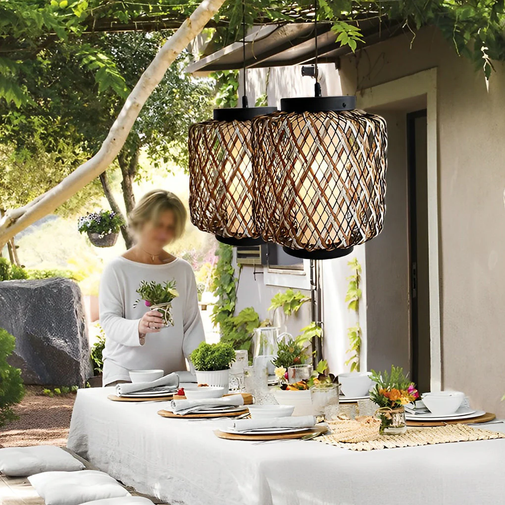 Orvee Rustic Modern Rattan Outdoor Pendants Lights - Image 10