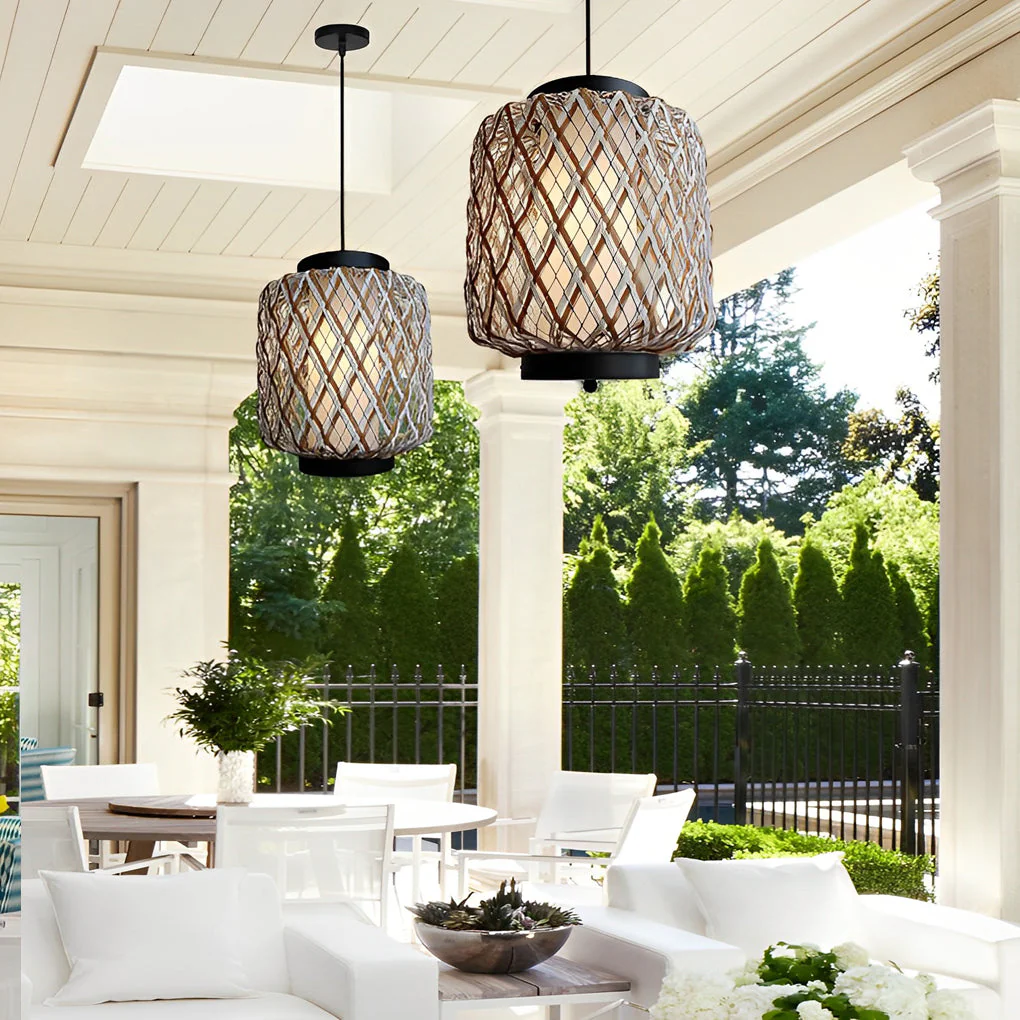 Orvee Rustic Modern Rattan Outdoor Pendants Lights - Image 5