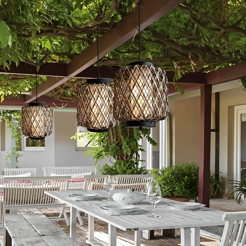 Orvee Rustic Modern Rattan Outdoor Pendants Lights - Image 7