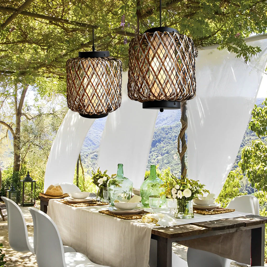 Orvee Rustic Modern Rattan Outdoor Pendants Lights - Image 9