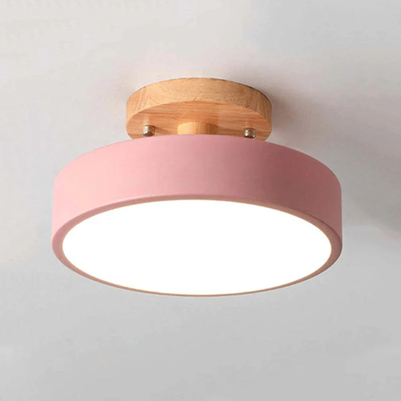 Orya Round LED Flush Mount Ceiling Light Modern Wood Colorful - Image 5