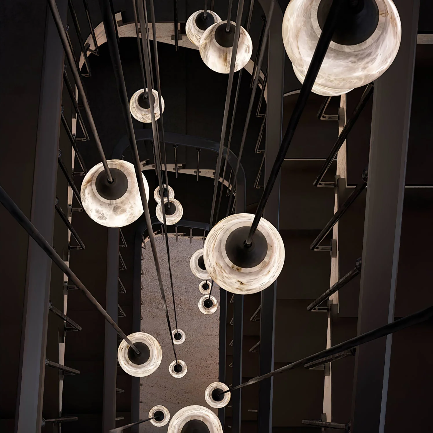 Ostara Brass & Alabaster Pendant Lamp - Image 11