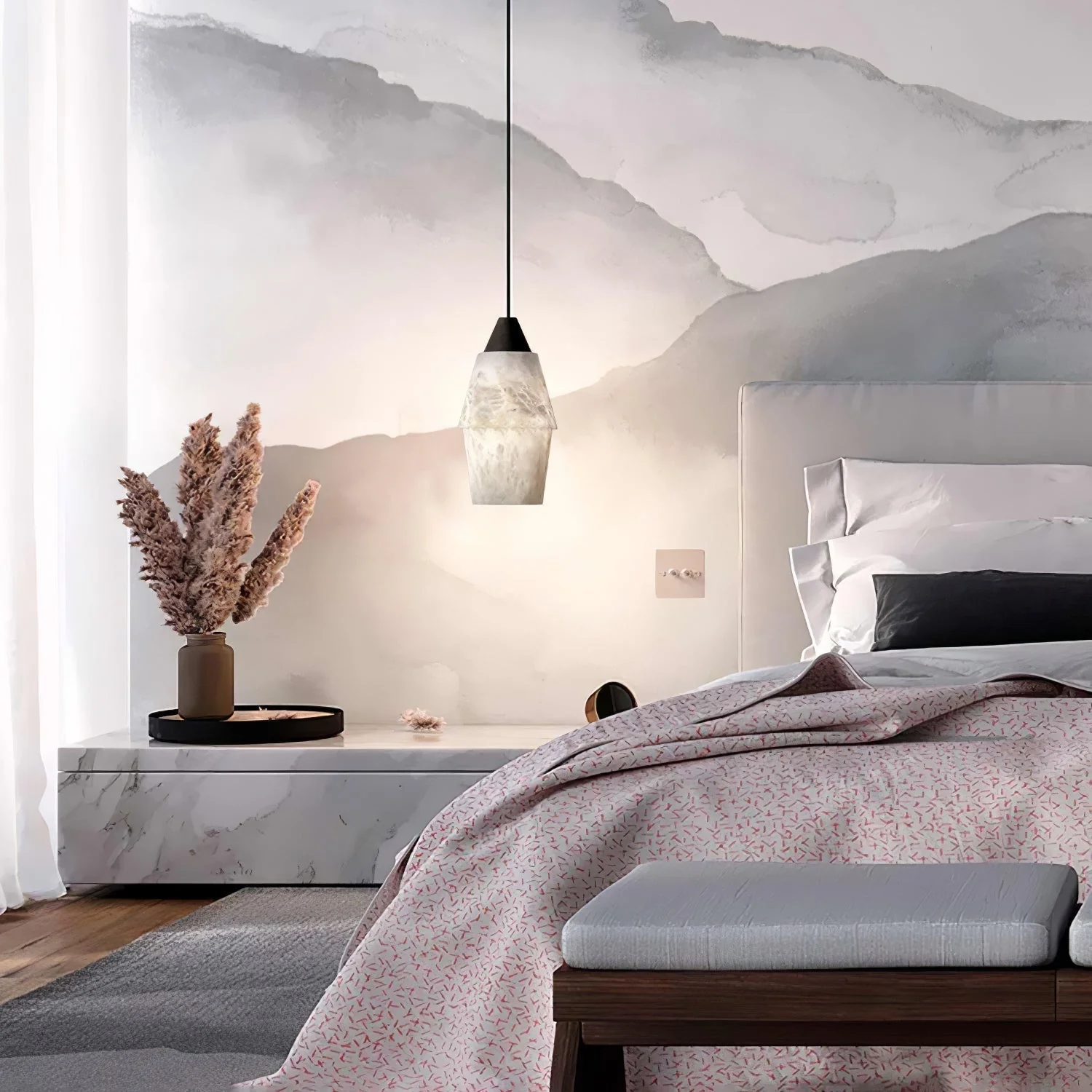 Ostara Brass & Alabaster Pendant Lamp - Image 28