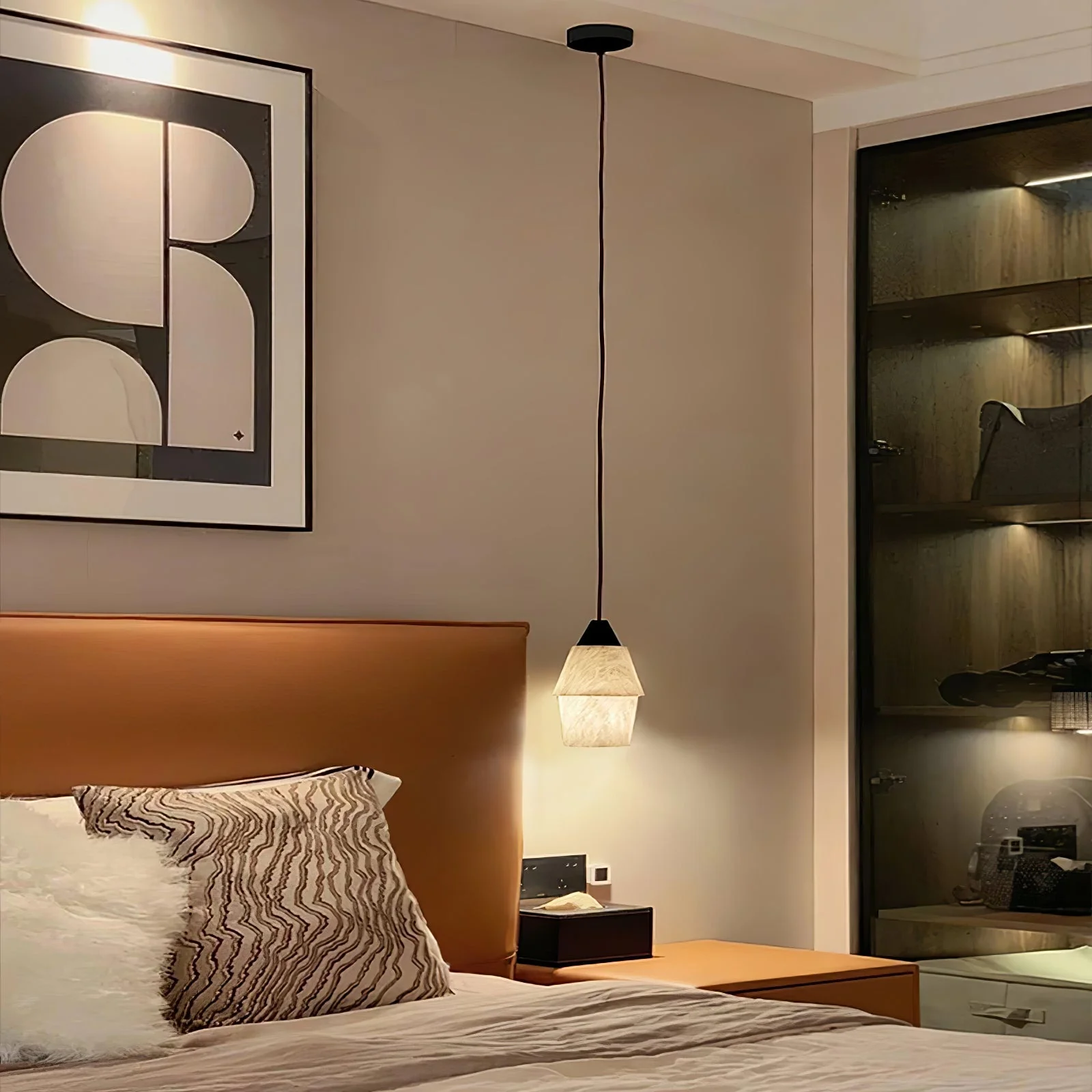 Ostara Brass & Alabaster Pendant Lamp - Image 5