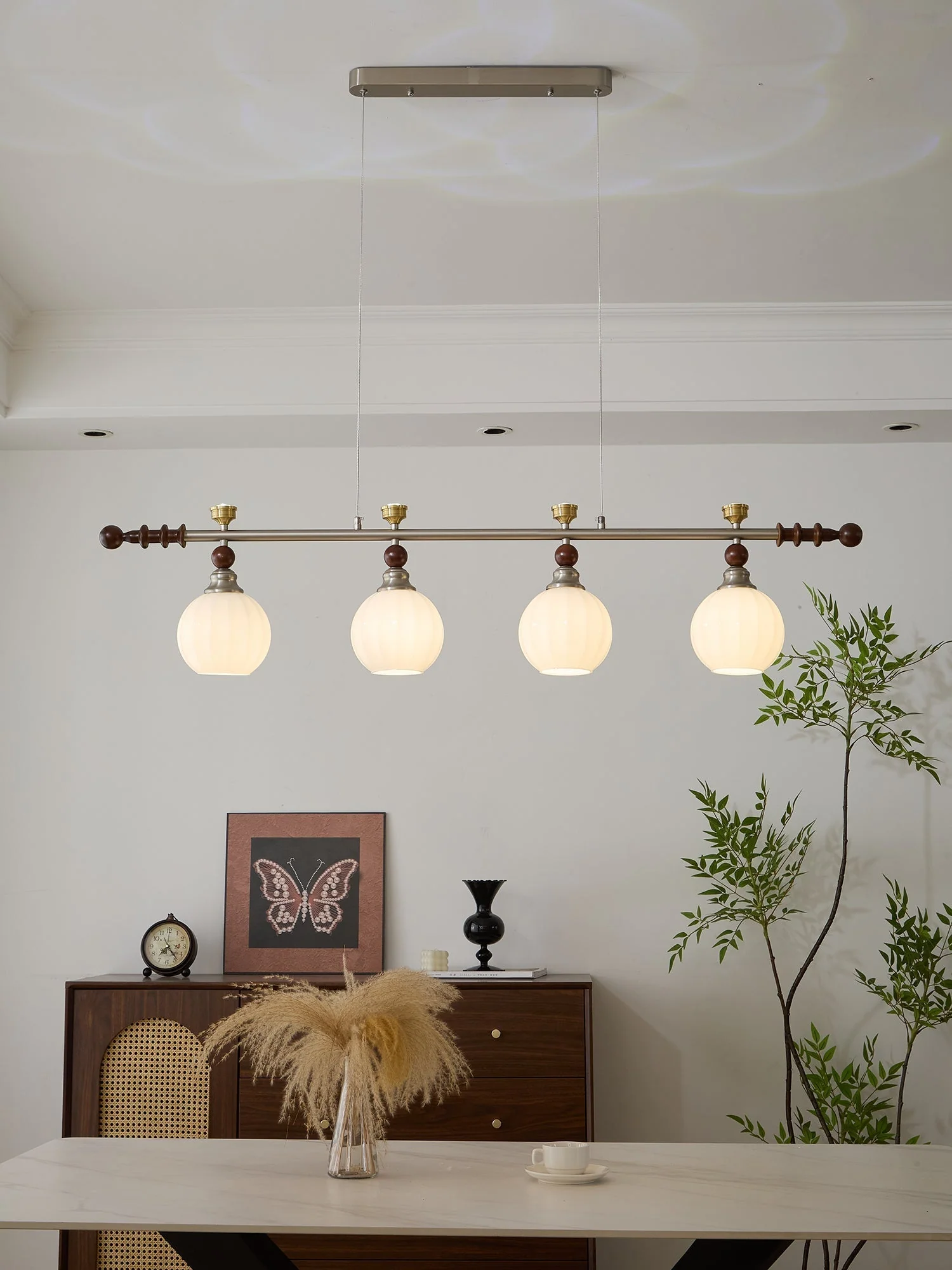 Otheia Elegance Vintage Linear Wood Pendant Lamp - Image 9