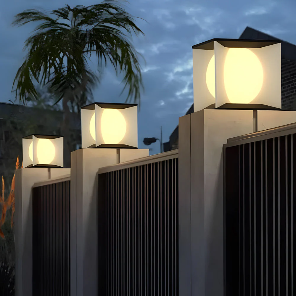 Panora Square Lampshade Steel Outdoor Pillar lights