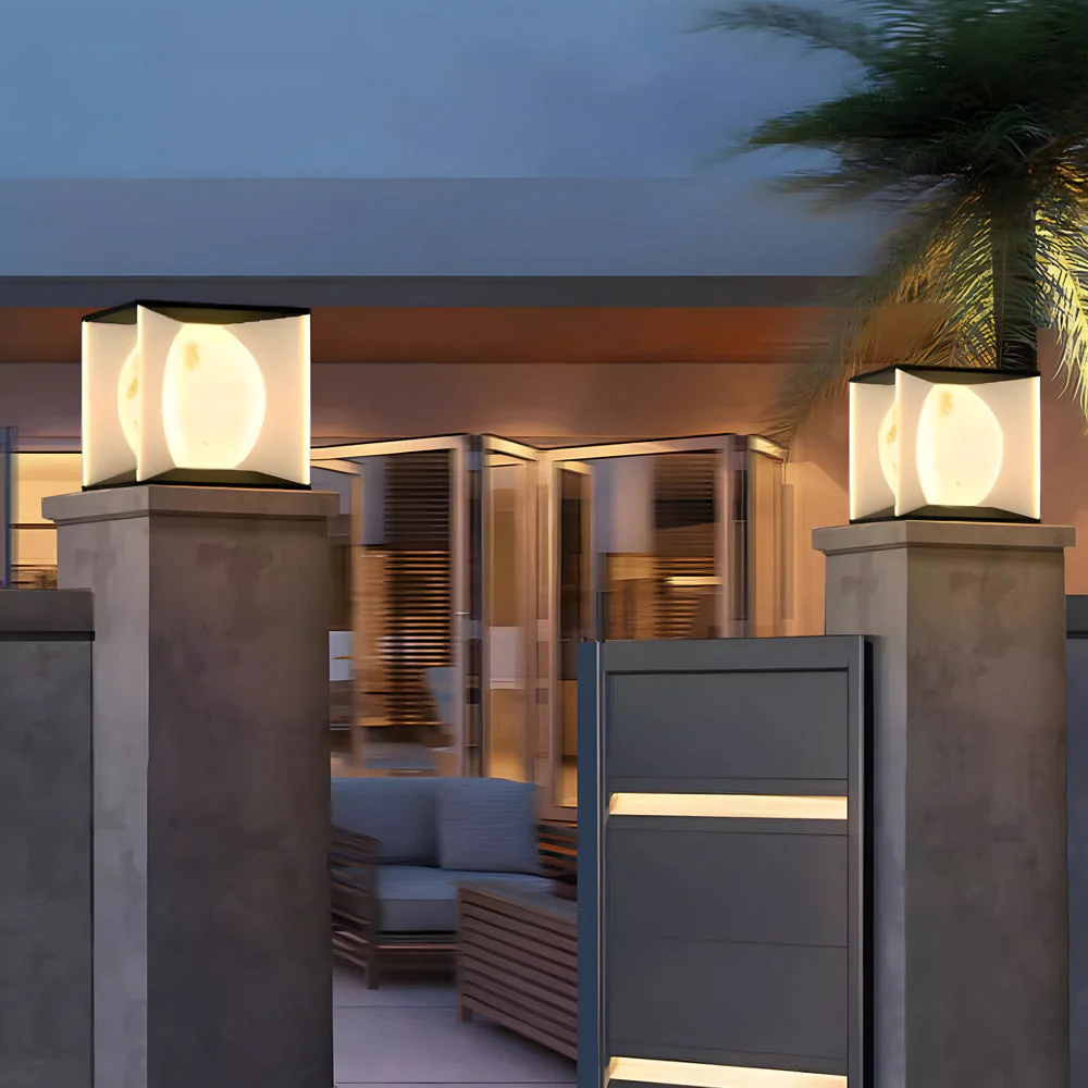Panora Square Lampshade Steel Outdoor Pillar lights - Image 4