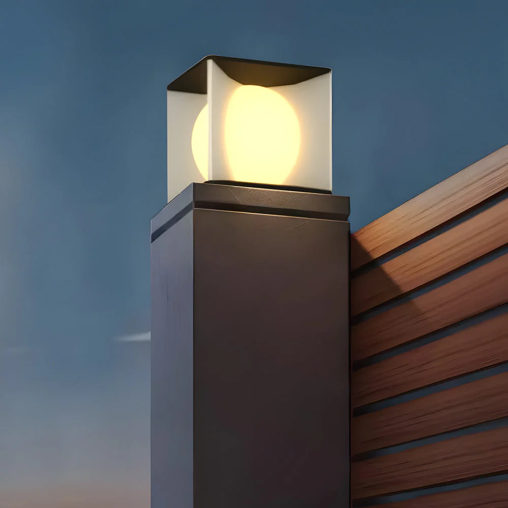 Panora Square Lampshade Steel Outdoor Pillar lights - Image 5
