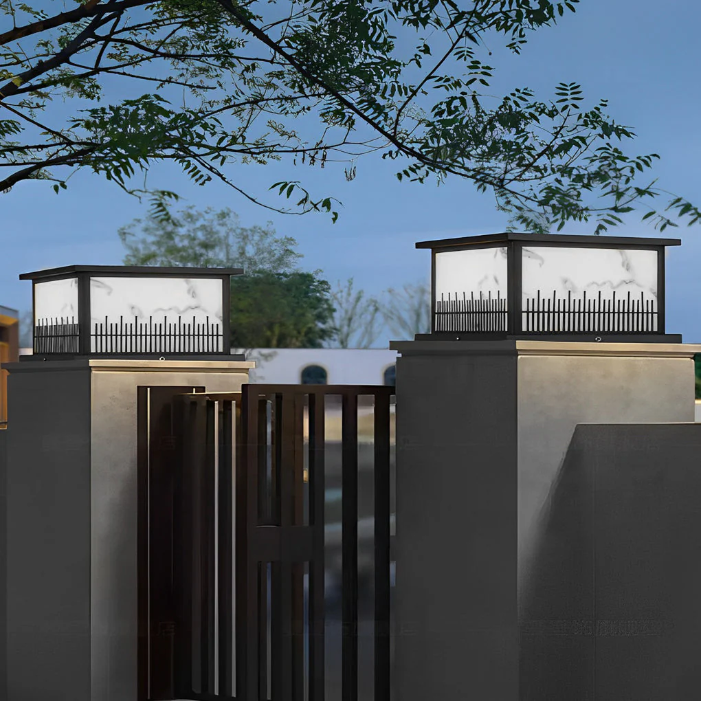 Patty Square Retro Solar Resin Outdoor Fence Post Lights - Image 2
