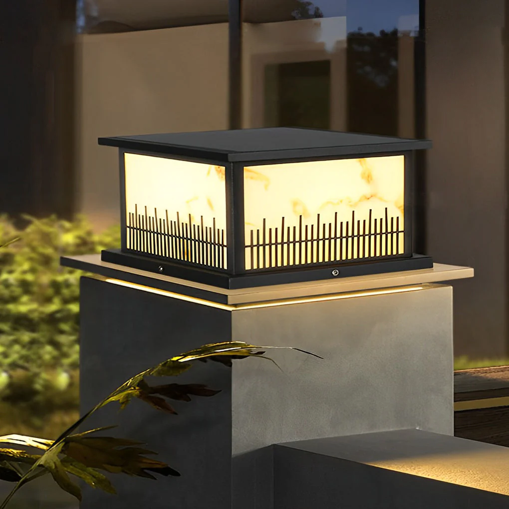 Patty Square Retro Solar Resin Outdoor Fence Post Lights - Image 3