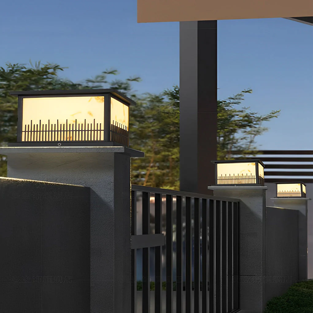 Patty Square Retro Solar Resin Outdoor Fence Post Lights - Image 4